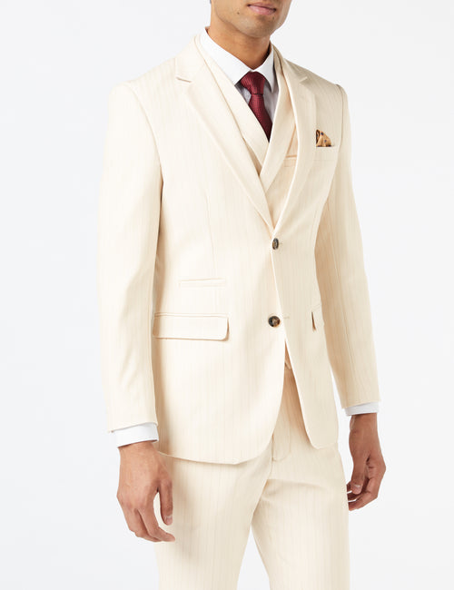 Cream Gold Pinstripe Wedding Jacket
