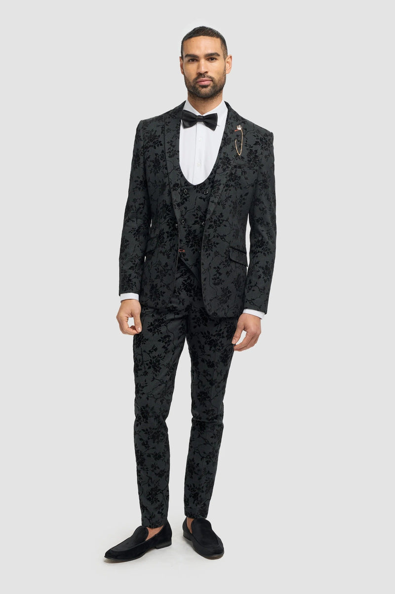 Cavani Georgi Men’s Black Floral Blazer