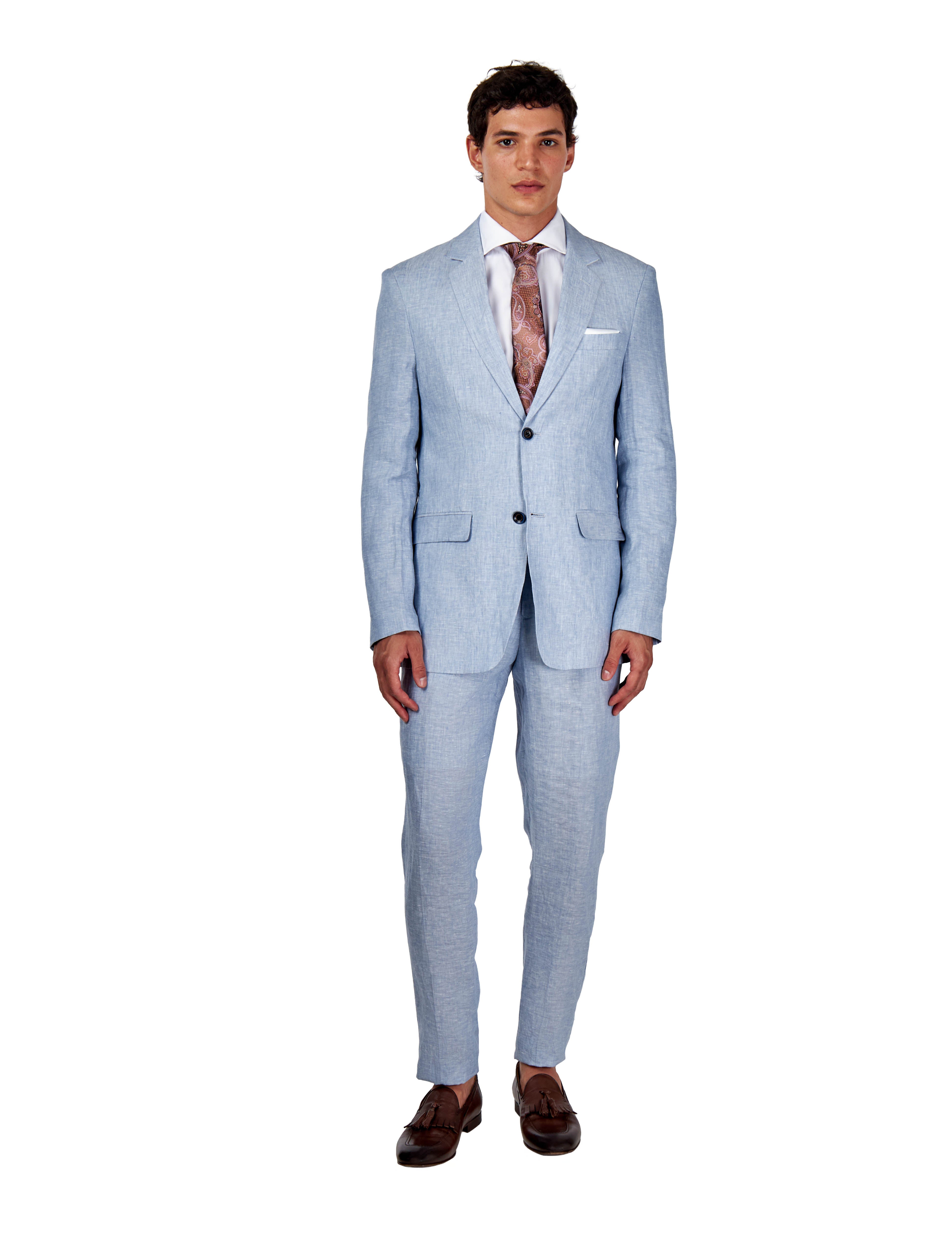 Lewis Light Blue Tailored Fit Pure Linen Summer Suit