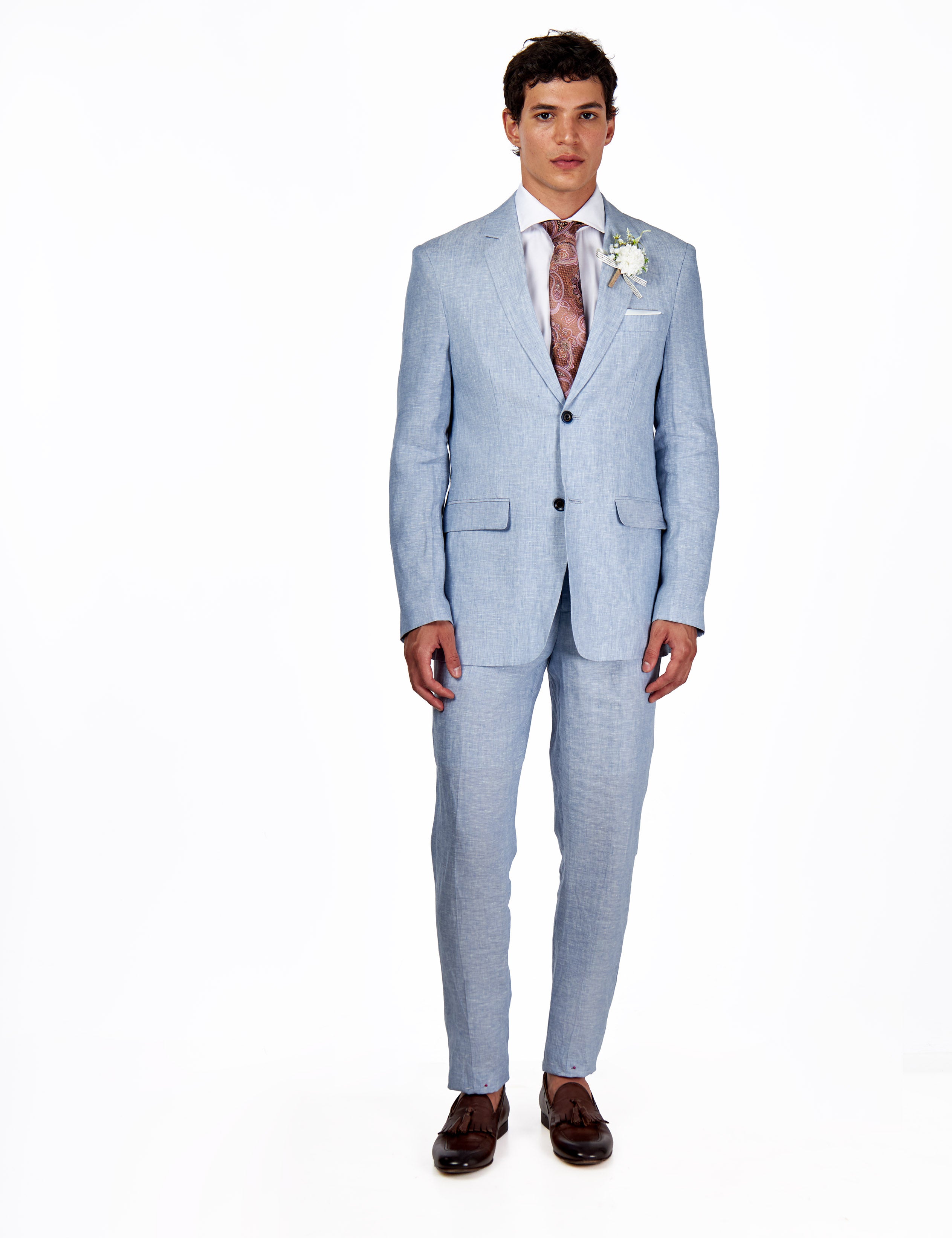 Lewis Light Blue Tailored Fit Pure Linen Summer Suit
