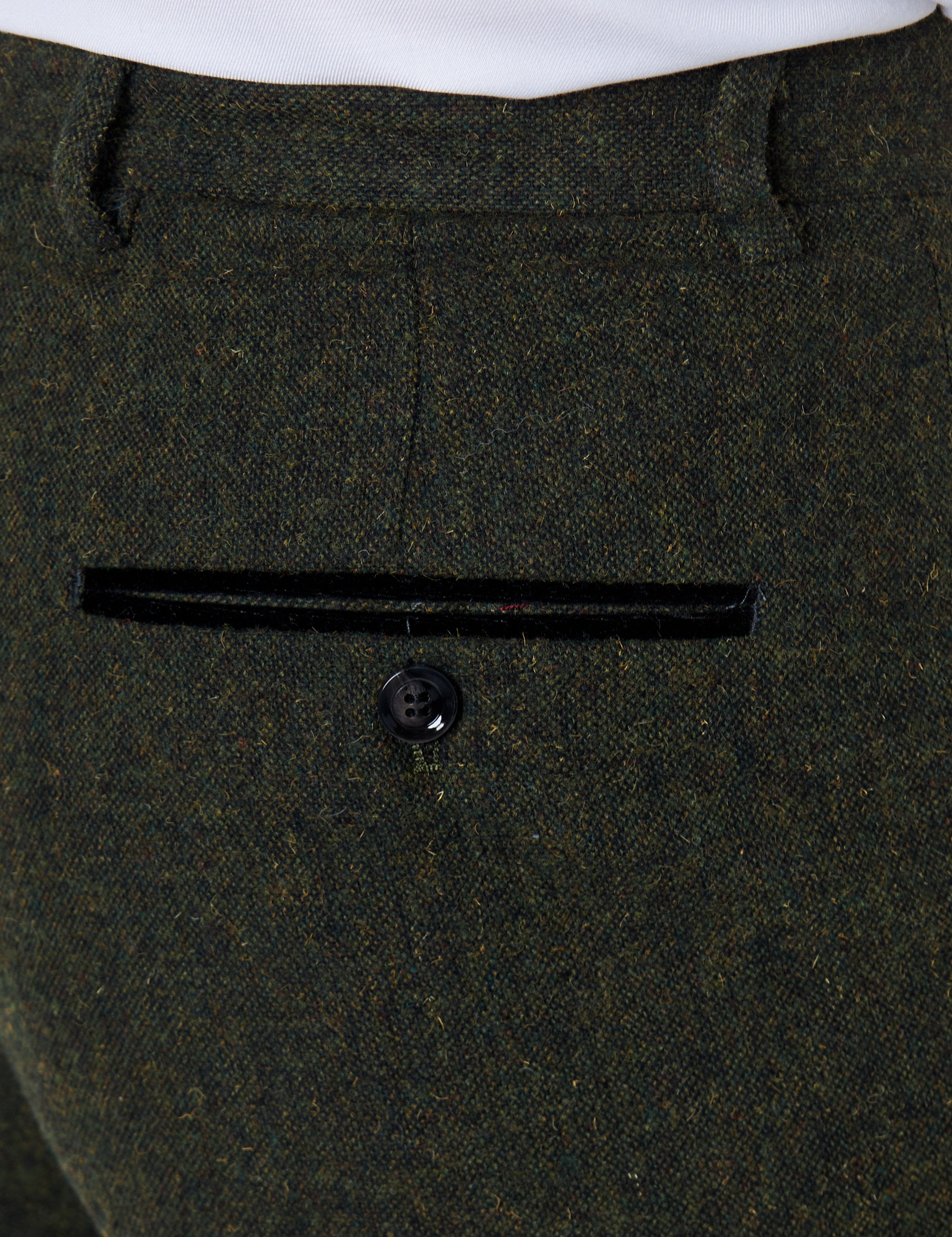 Dane D2 - Pantalon Homme Vert Coupe Ajustée En Tweed À Chevrons Classique