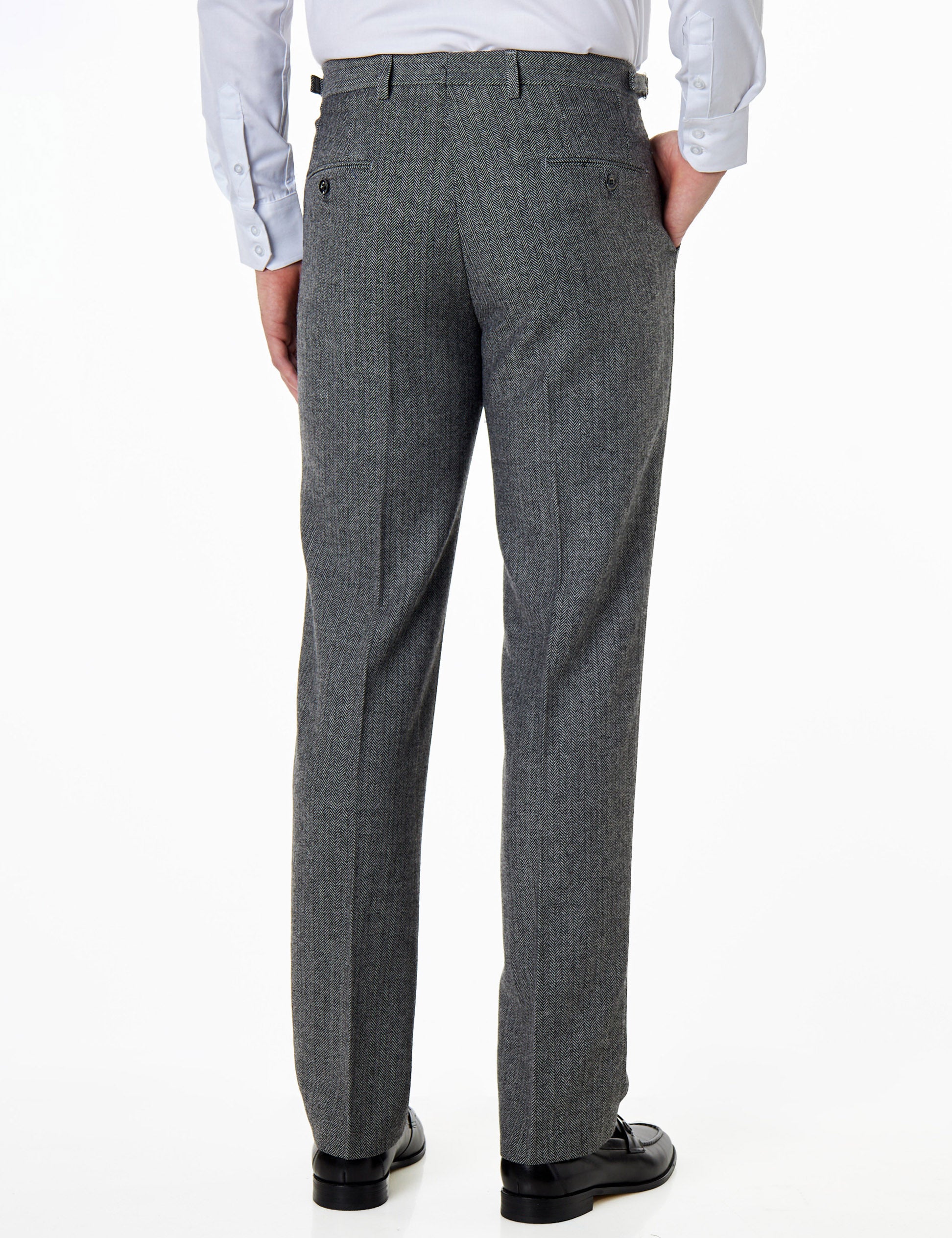Jax – Graue Herringbone-Tweed-Hose für Herren