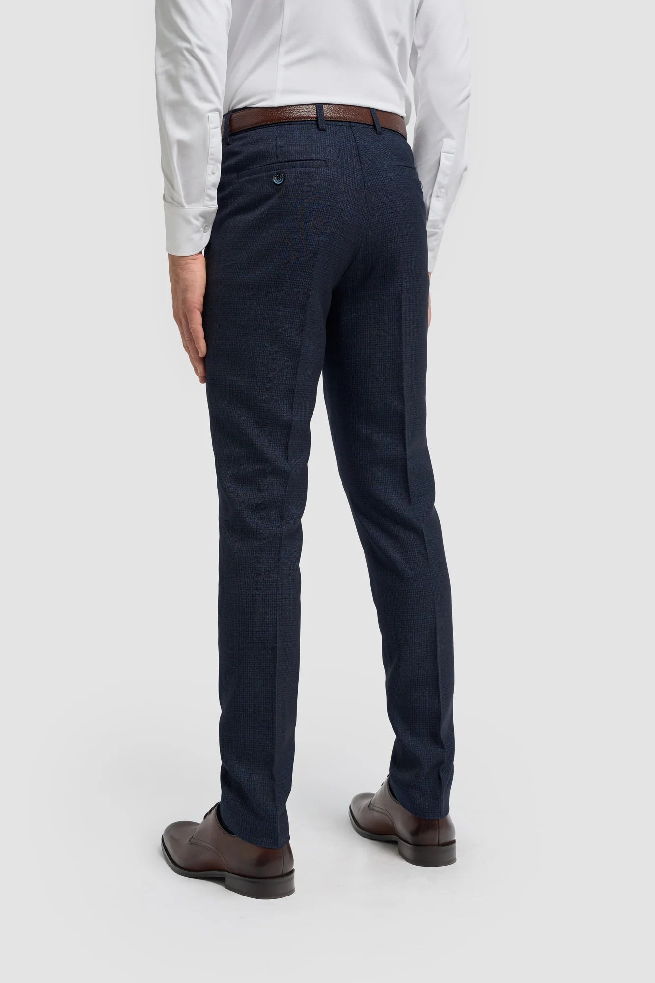 CARIDI - NAVY CHECK TROUSERS