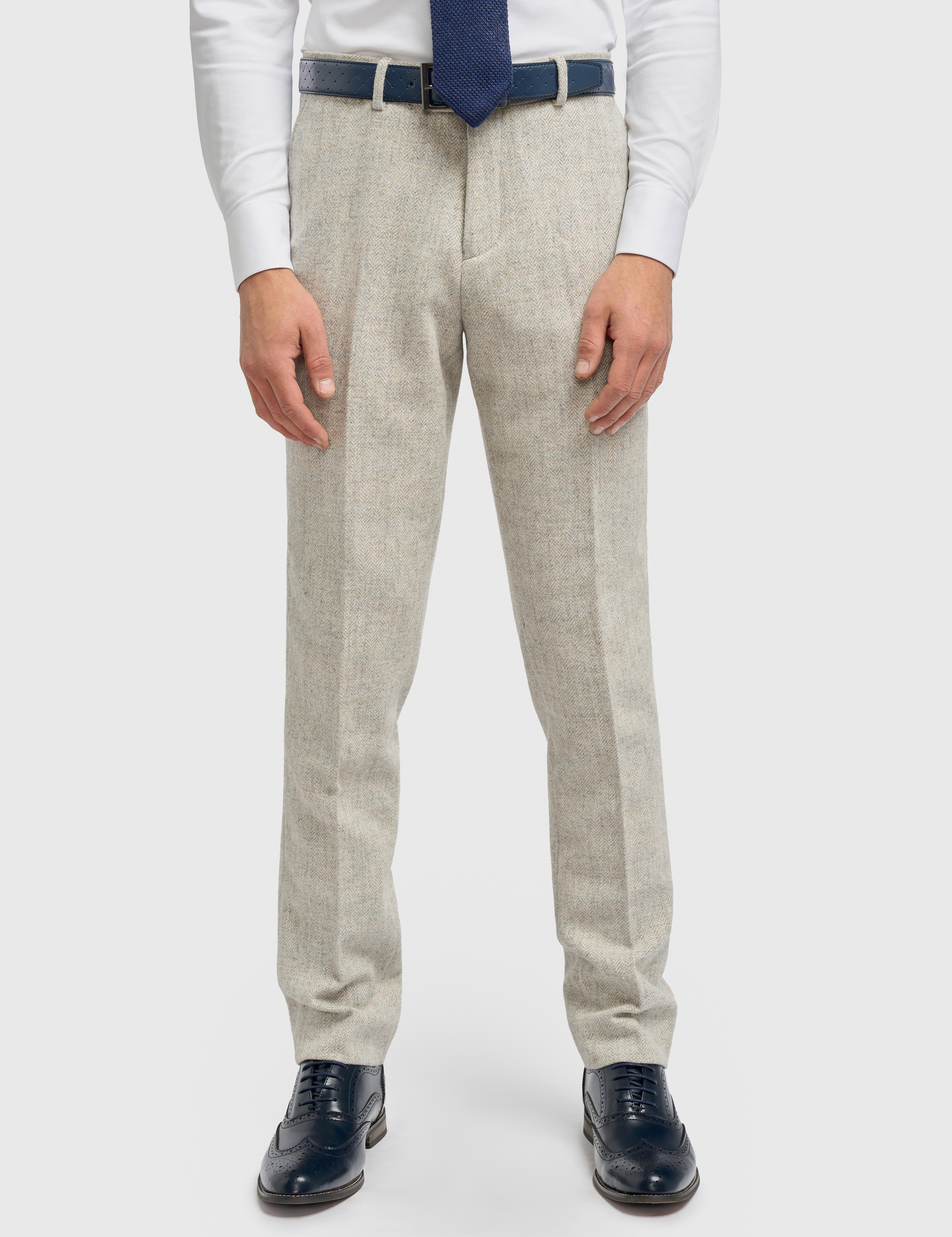 CAVANI – Thomas Tailored Suit Wool Pearl Grey Herringbone