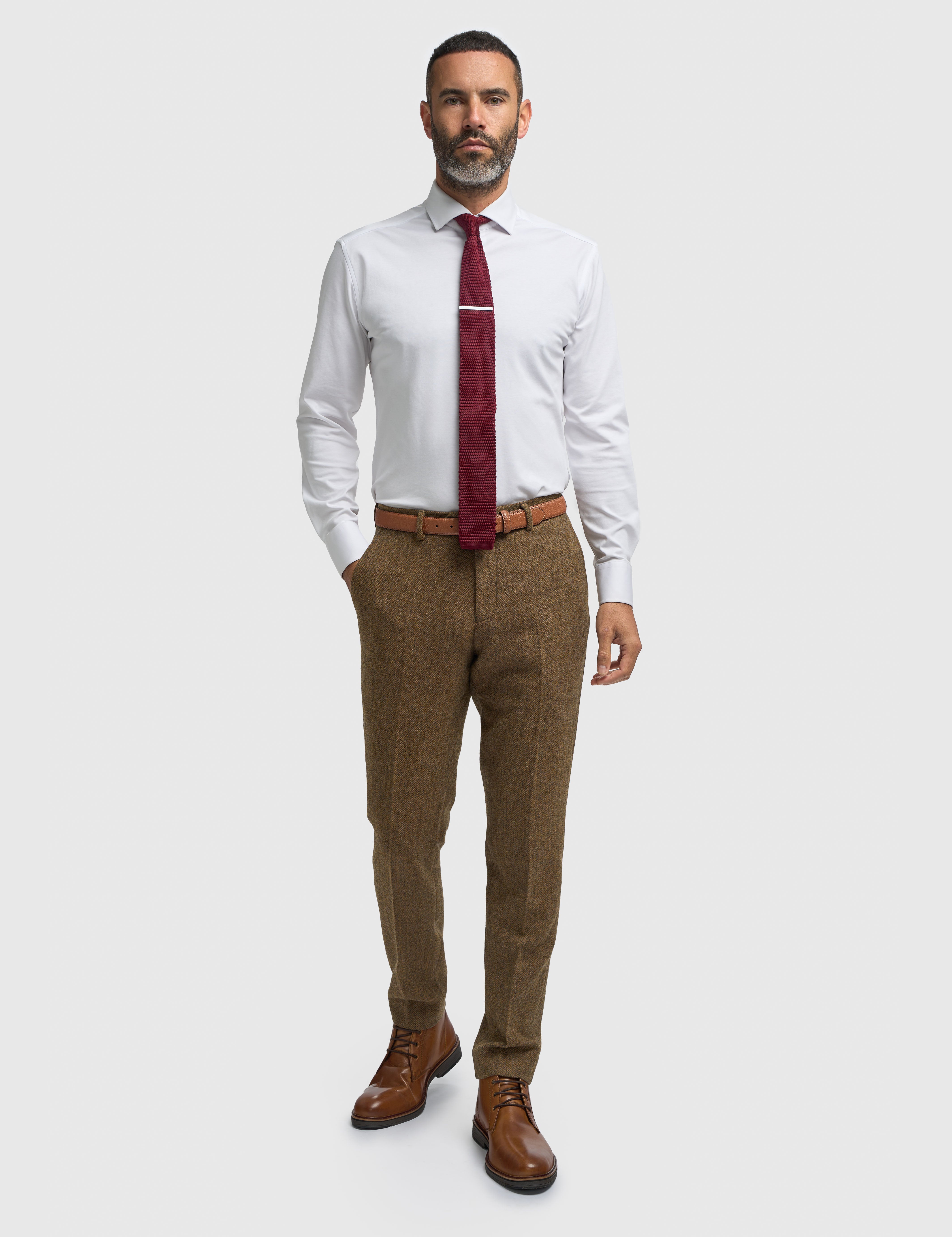 CAVANI – Thomas Tailored Suit Wool Rich Brown Herringbone