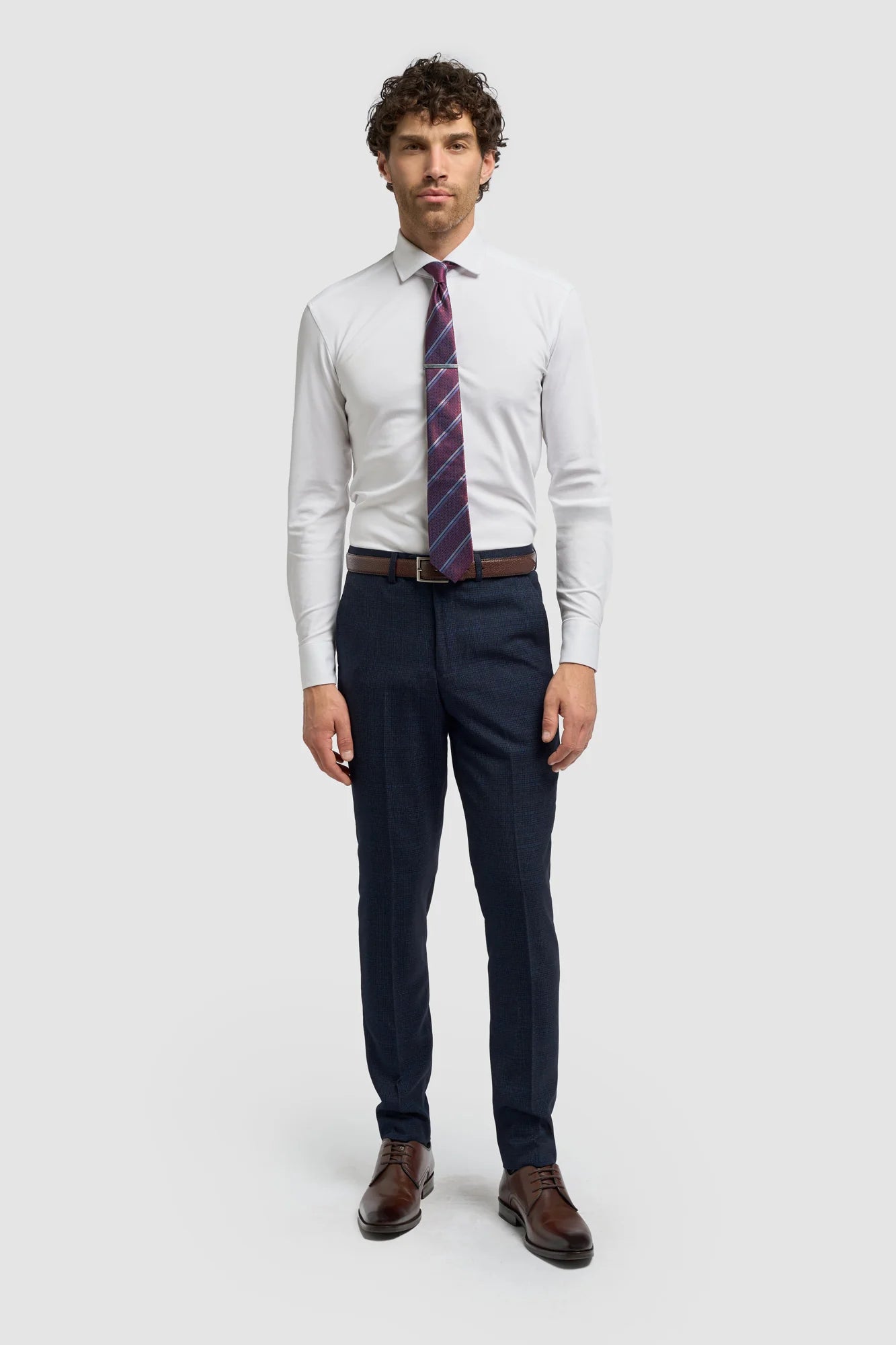 CARIDI - NAVY CHECK TROUSERS