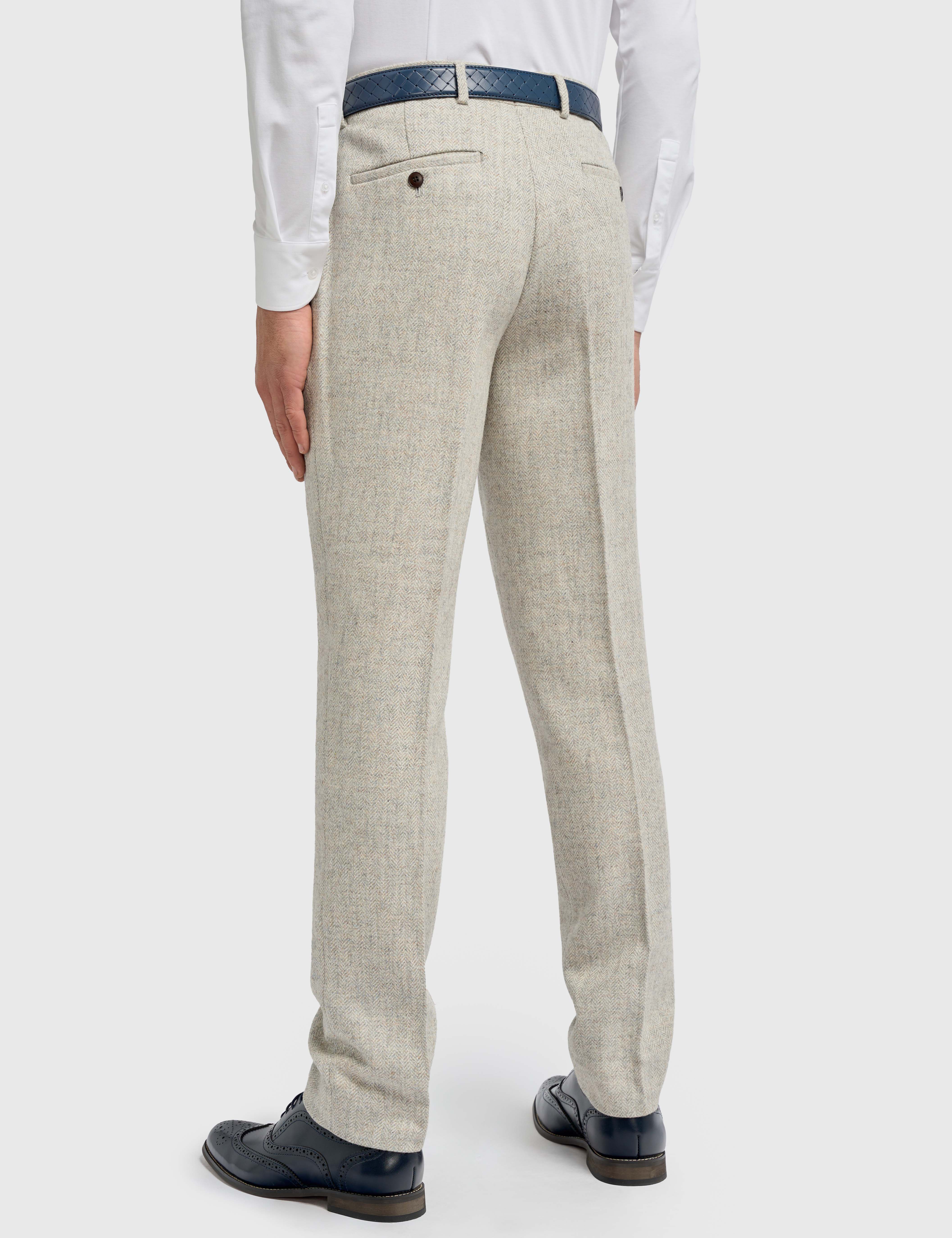 CAVANI – Thomas Tailored Suit Wool Pearl Grey Herringbone
