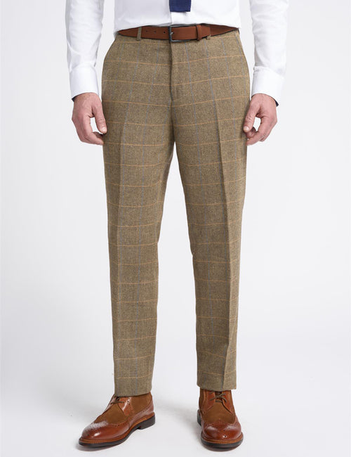 ALBERT - TWEED CHECK BROWN TROUSERS