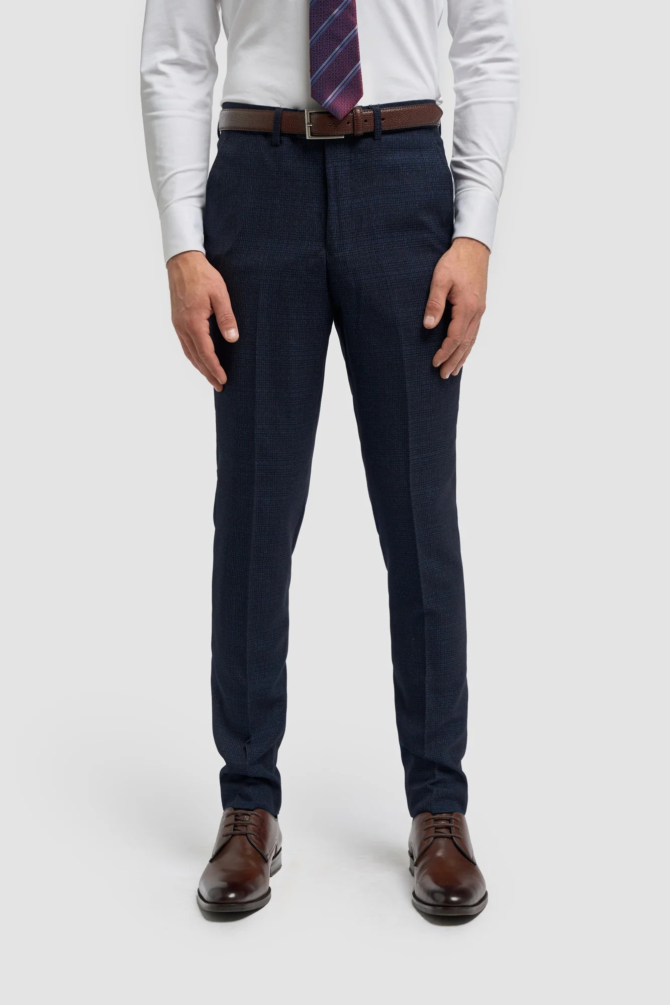 CARIDI - NAVY CHECK TROUSERS
