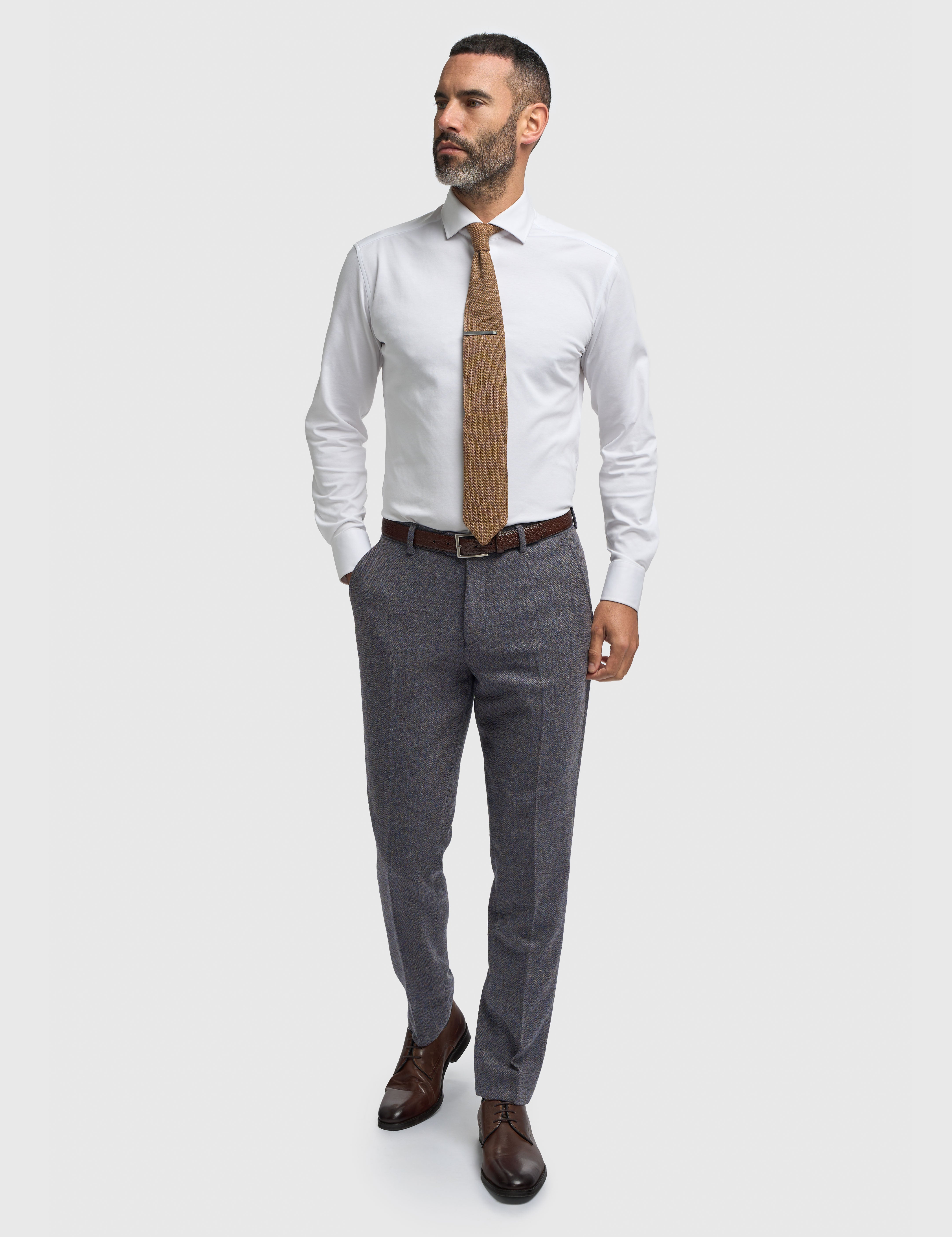 CAVANI Thomas Tailored Suit Wool Rich Savoy Grey Herringbone