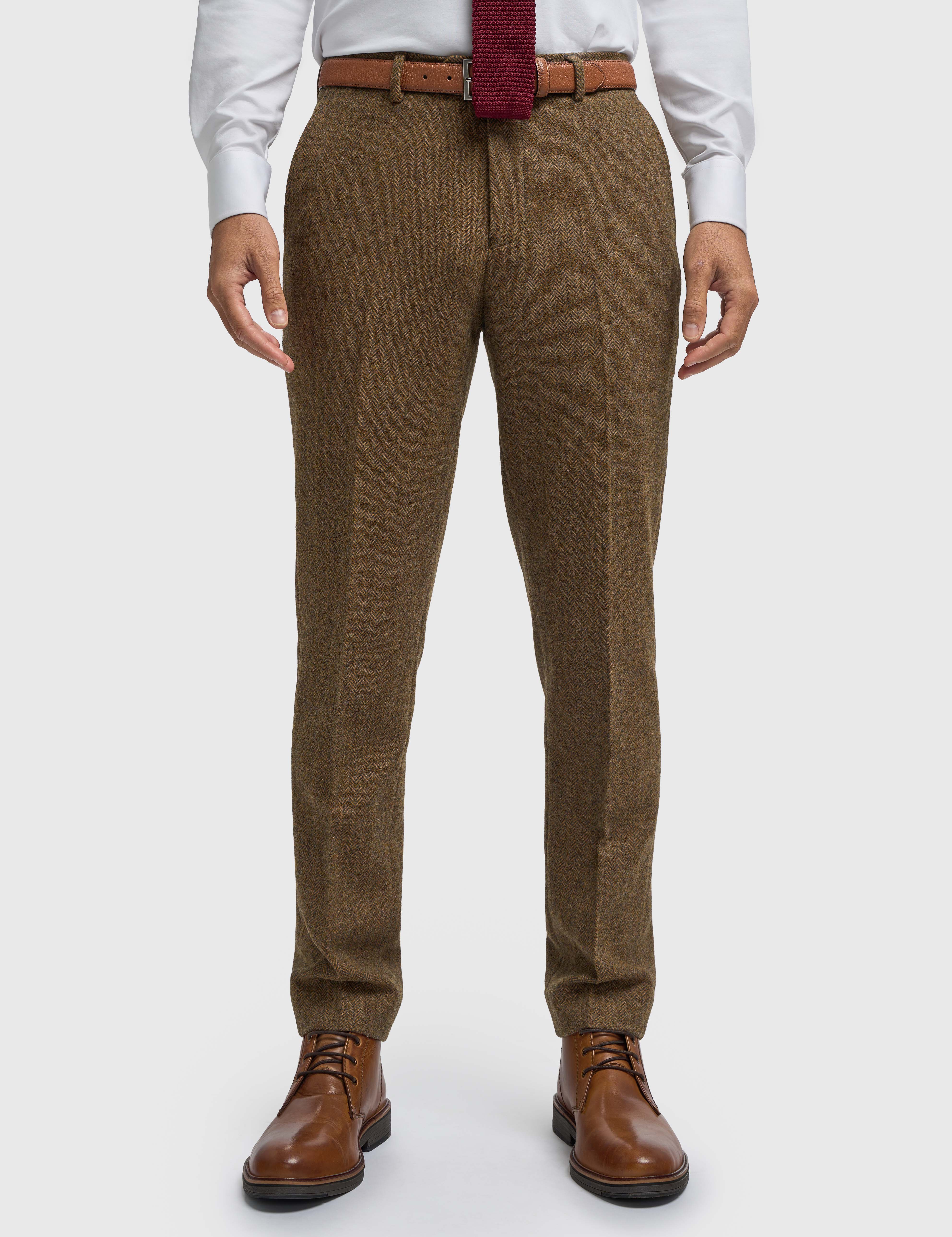CAVANI – Thomas Tailored Suit Wool Rich Brown Herringbone
