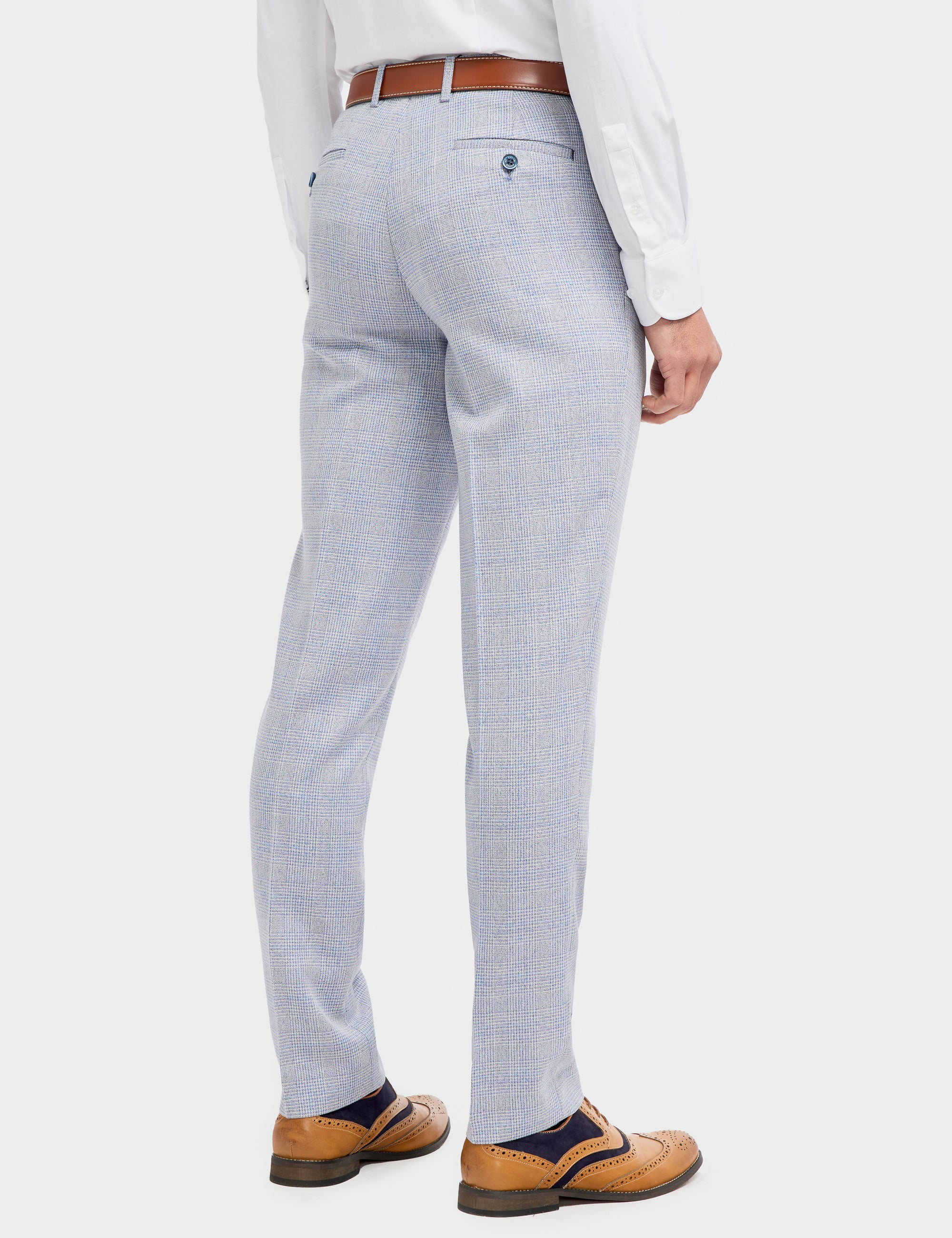CARIDI - SKY BLUE CHECK TROUSERS