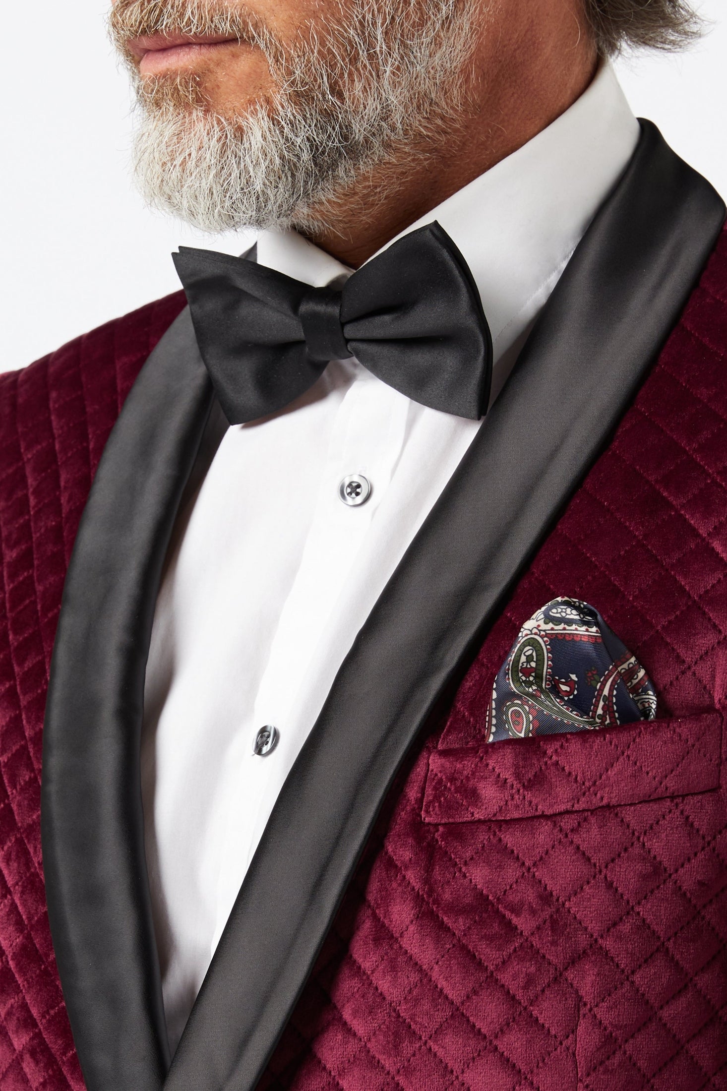 RHOM -Maroon Quilted Velvet Double Breasted Tuxedo Jacket