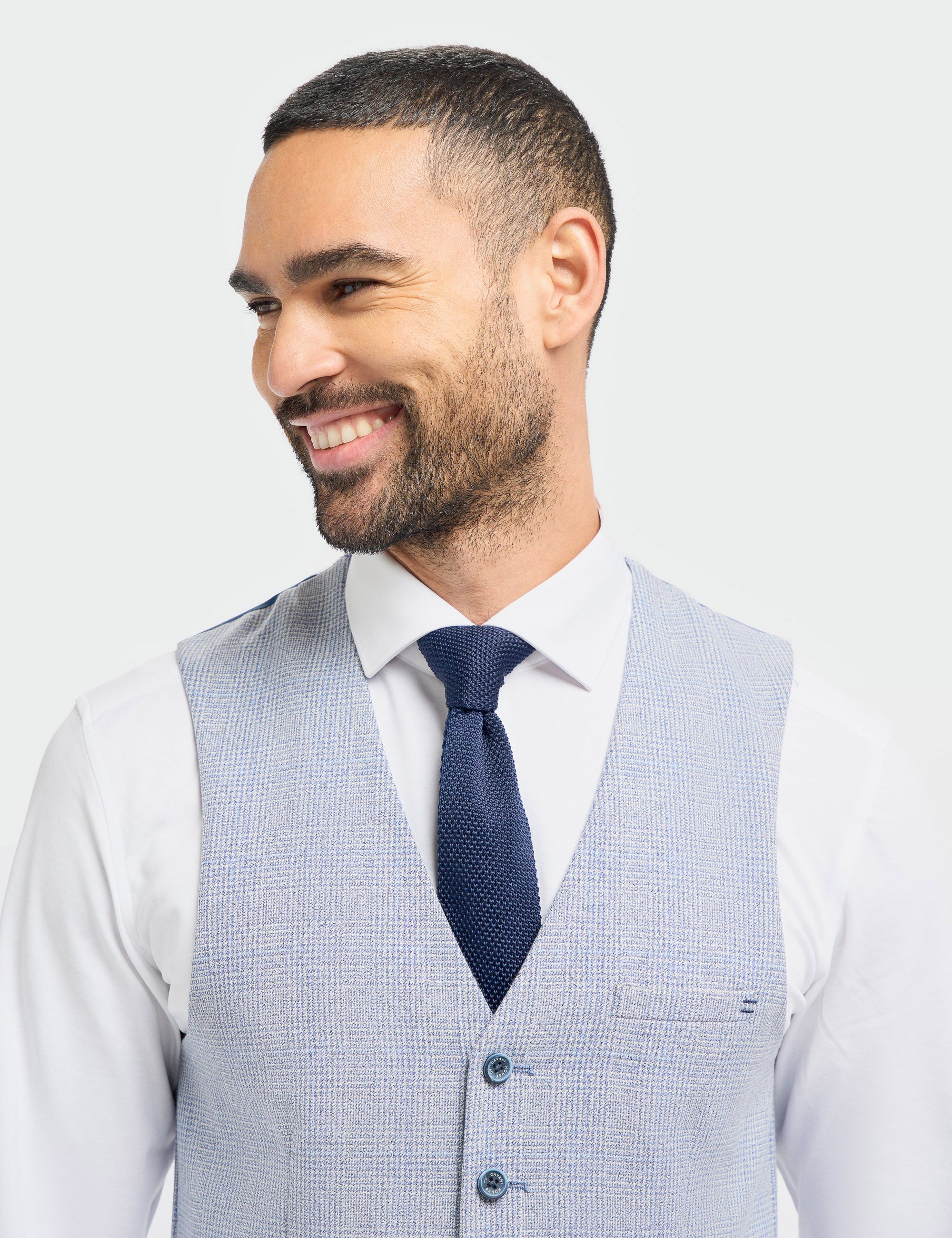 CARIDI - SKY BLUE CHECK WAISTCOAT