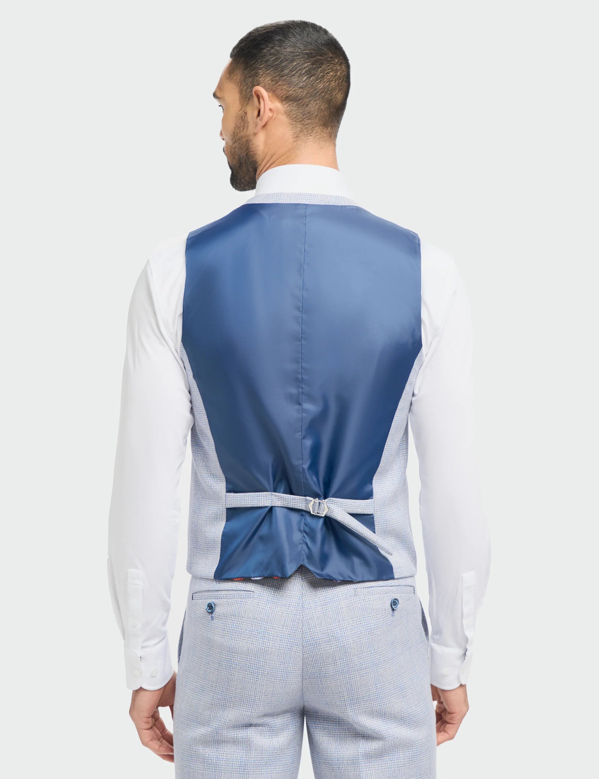 CARIDI - SKY BLUE CHECK WAISTCOAT