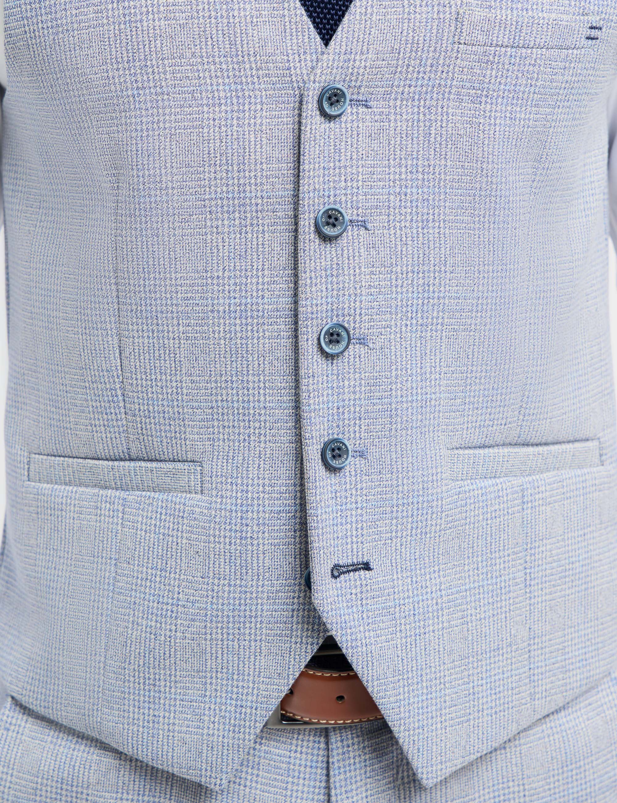 CARIDI - SKY BLUE CHECK WAISTCOAT