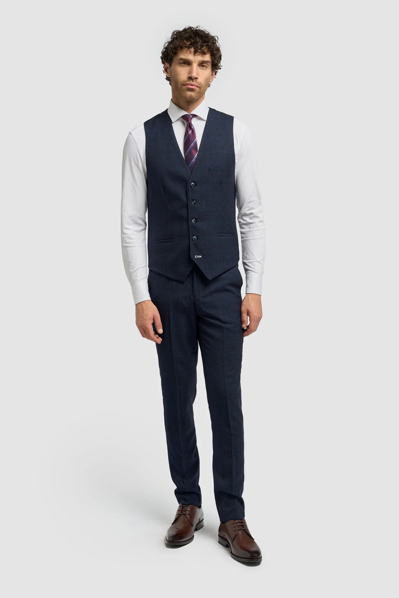 CARIDI - NAVY CHECK WAISTCOAT