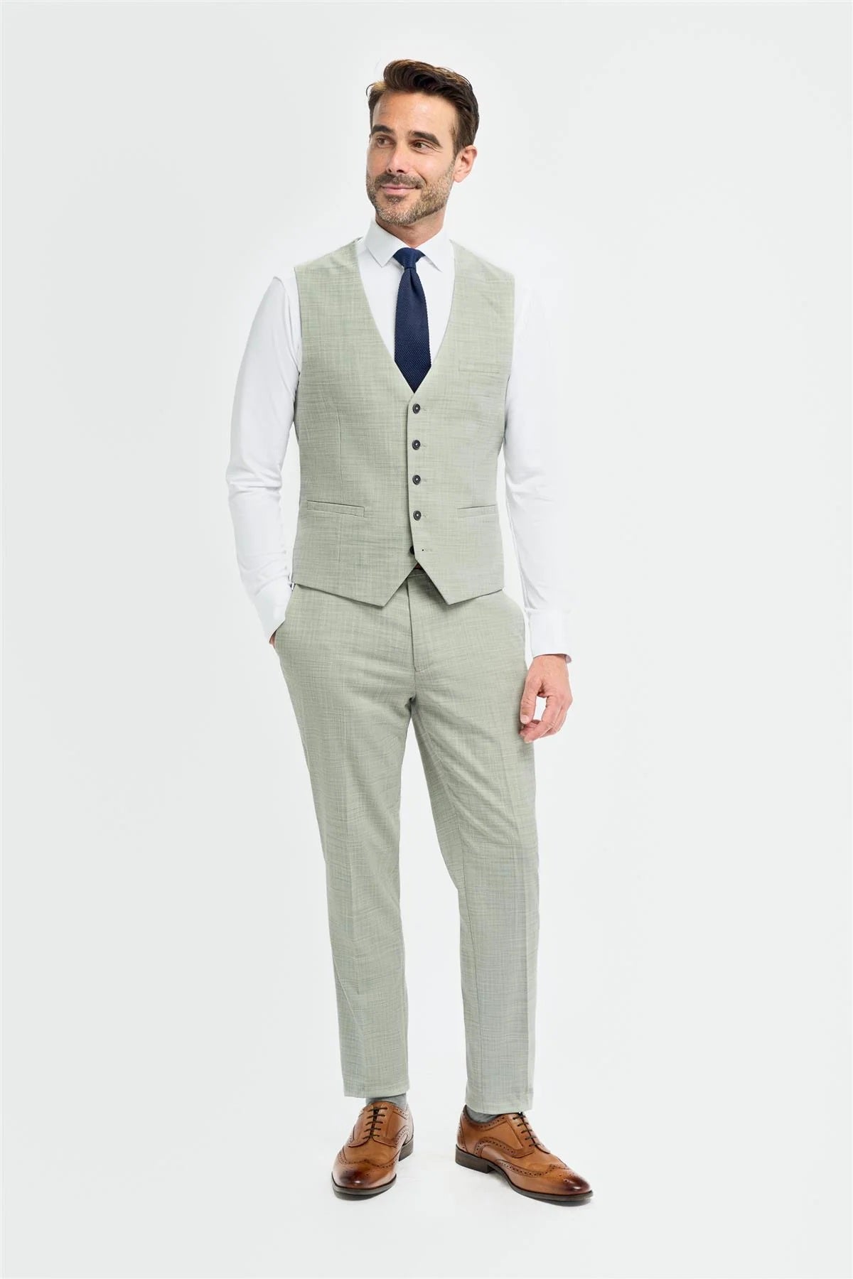 Camden Sage Green Tailored Wedding Waistcoat