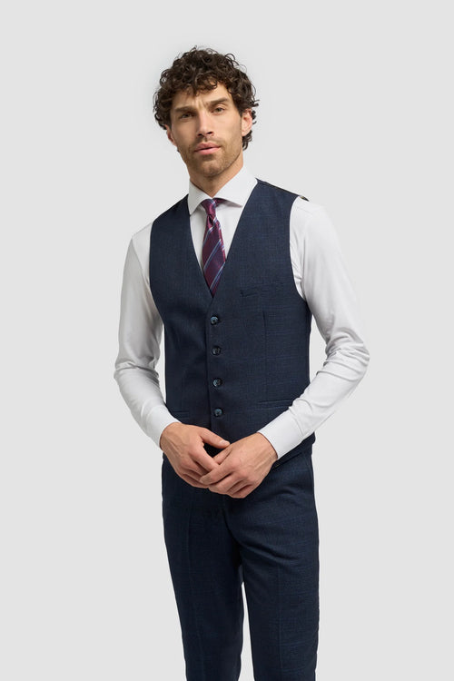 CARIDI - NAVY CHECK WAISTCOAT