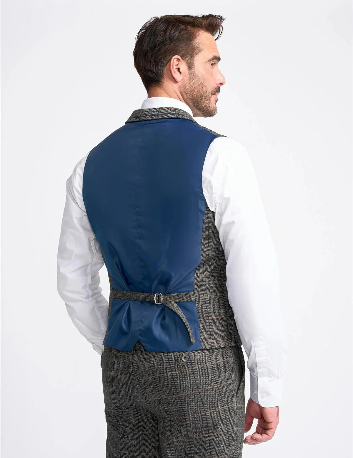 MENS ALBERT GREY TWEED THREE PIECE SUIT