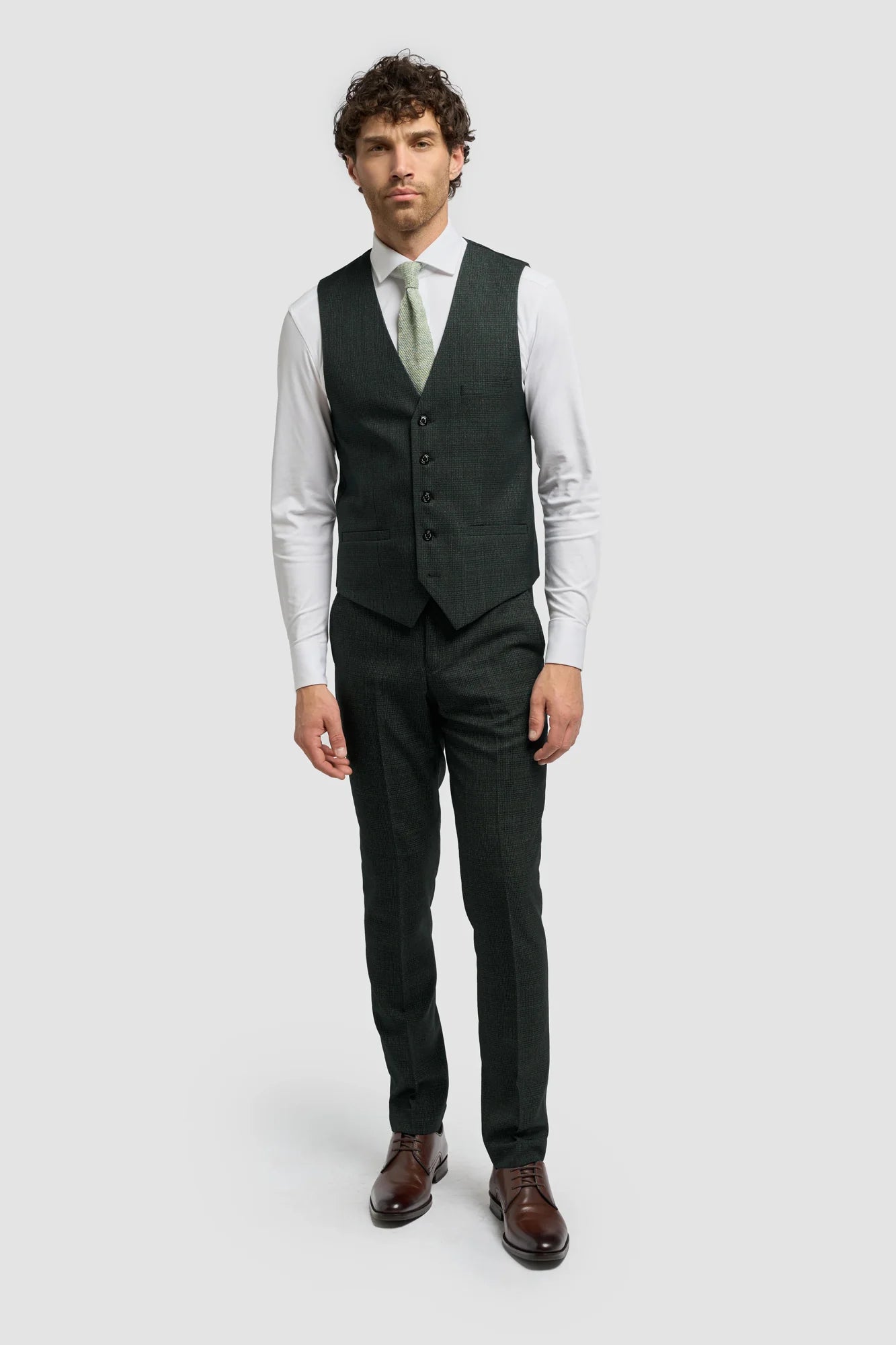 CARIDI SLIM FIT OLIVE WAISTCOAT