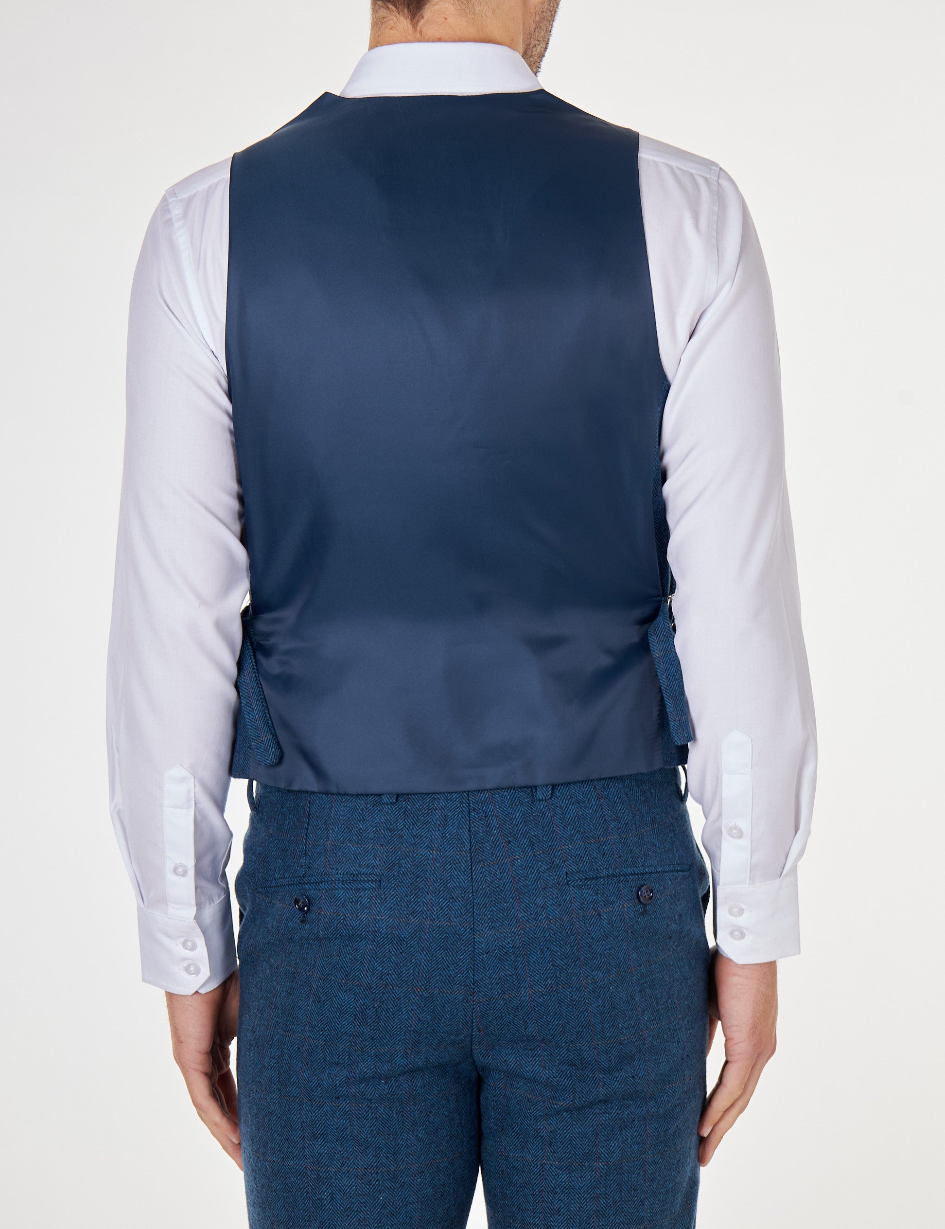 Kano - Navy Tweed Double Breasted waistcoat