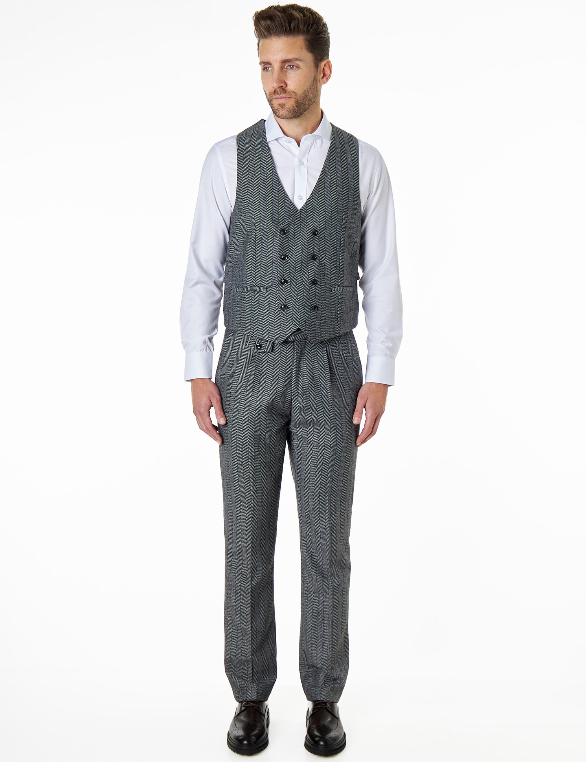 Tyler - Grey Tweed Double Breasted Waistcoat