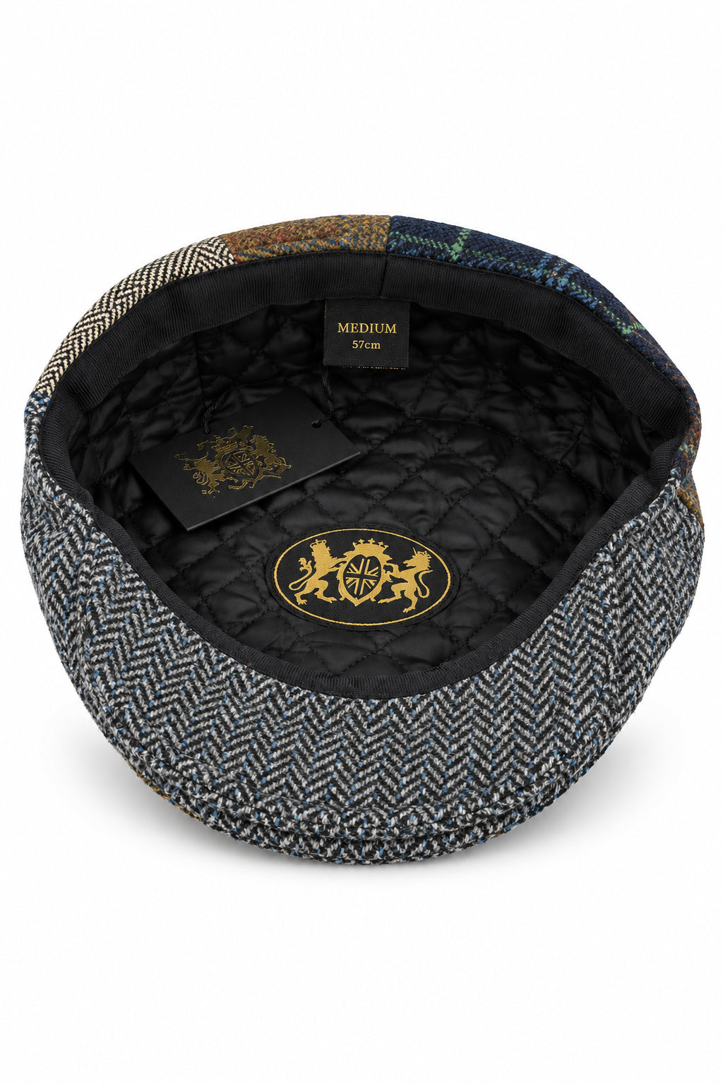 Multicolour Wool Herringbone Tweed Patchwork Flat Cap