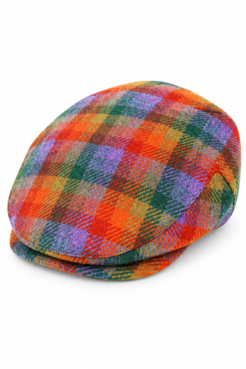 Multicolour Wool Tartan Check Tweed Flat Cap