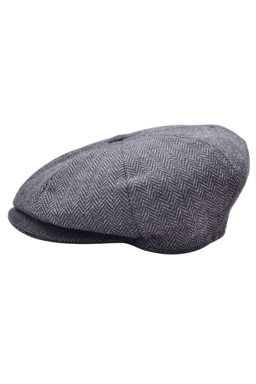 WOOL HERRINGBONE NEWSBOY FLAT CAP