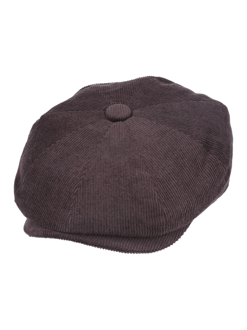 BROWN COTTON CORDUROY NEWSBOY CAP