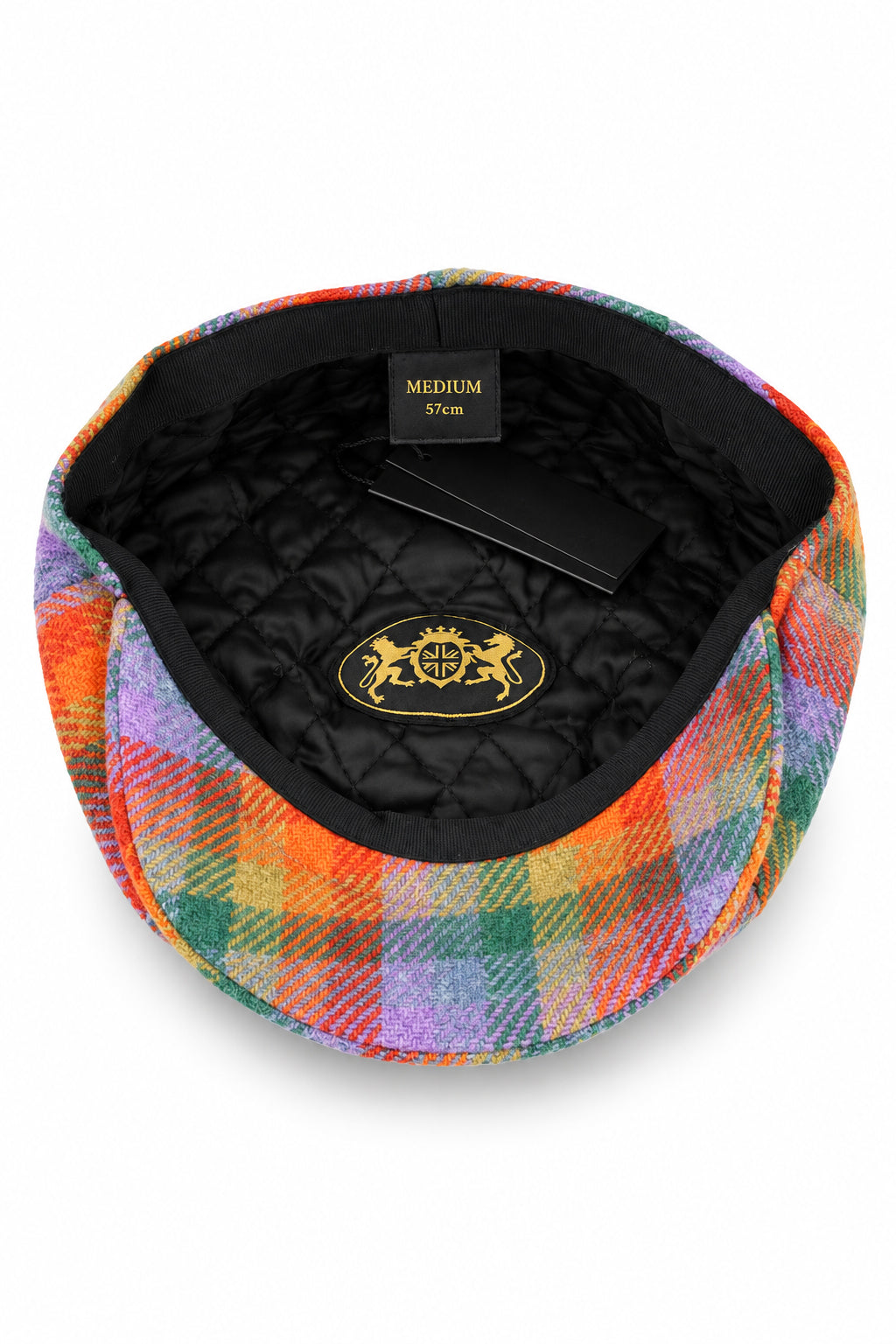 Multicolour Tartan Checked Tweed Wool 8 Panel Newsboy Cap