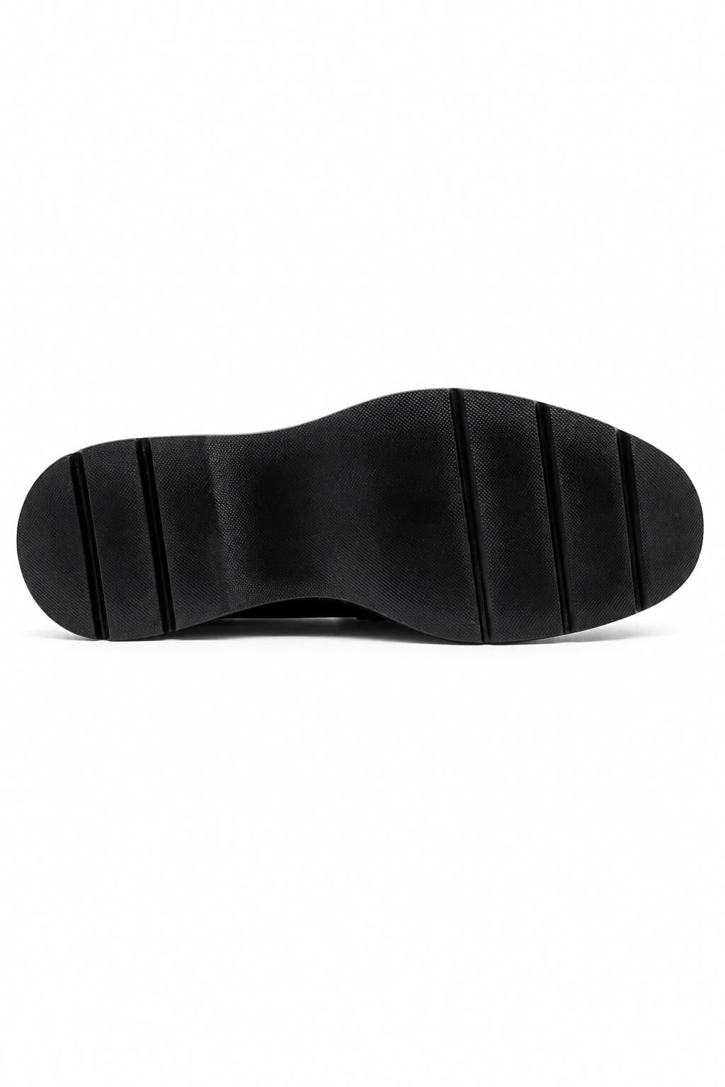 Men's Black Patent Slip-On Loafers Gold Buckle & Chunky Sole