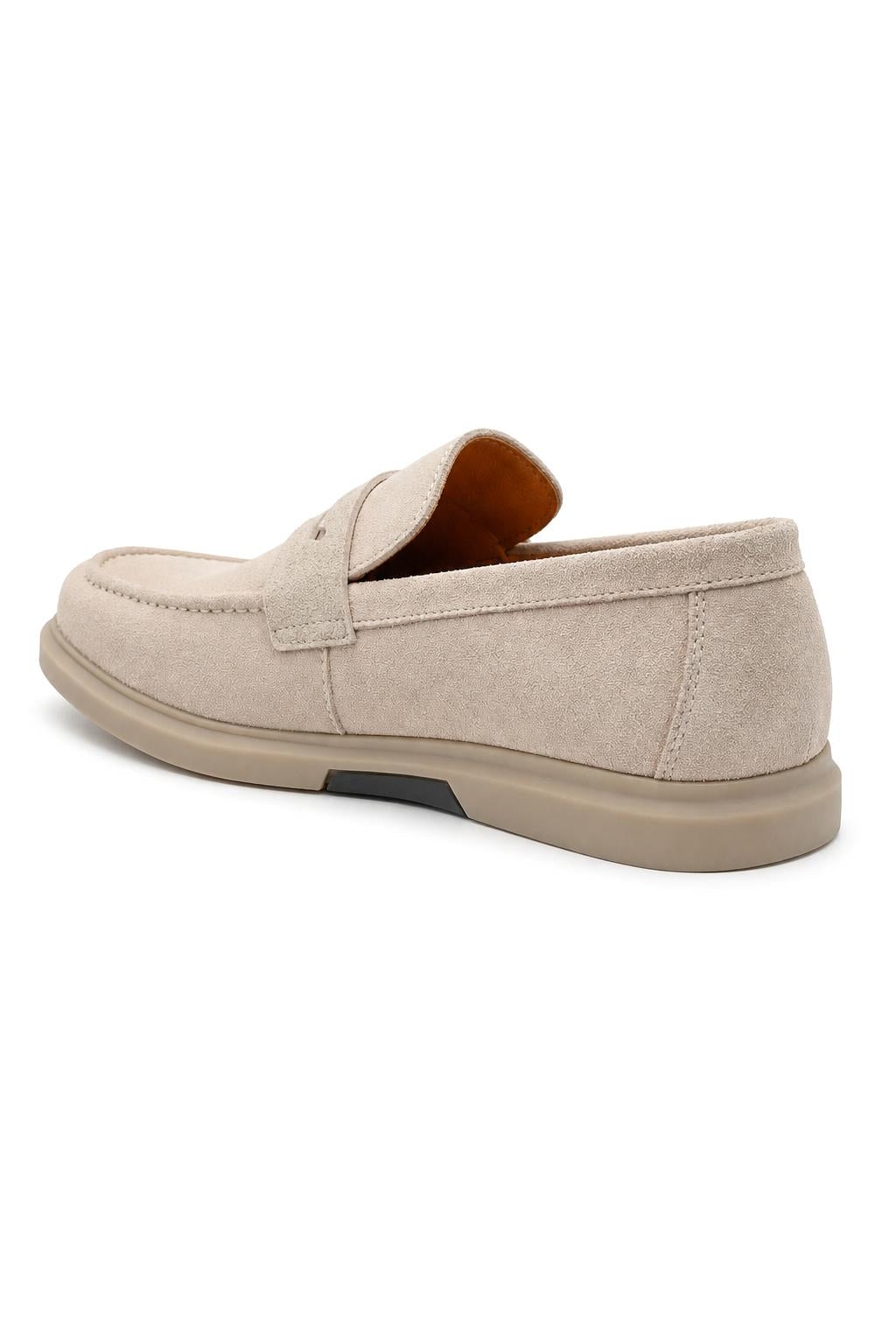 Men’s Milo Beige Suede Leather Penny Loafers