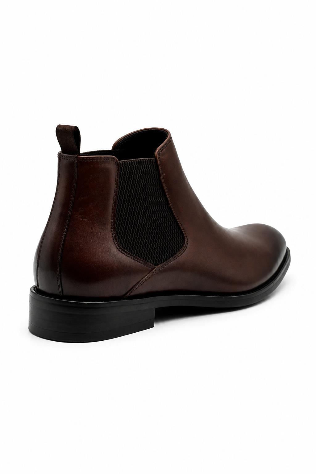 REMY Men’s Brown Burnished Polished Leather Chelsea Boots