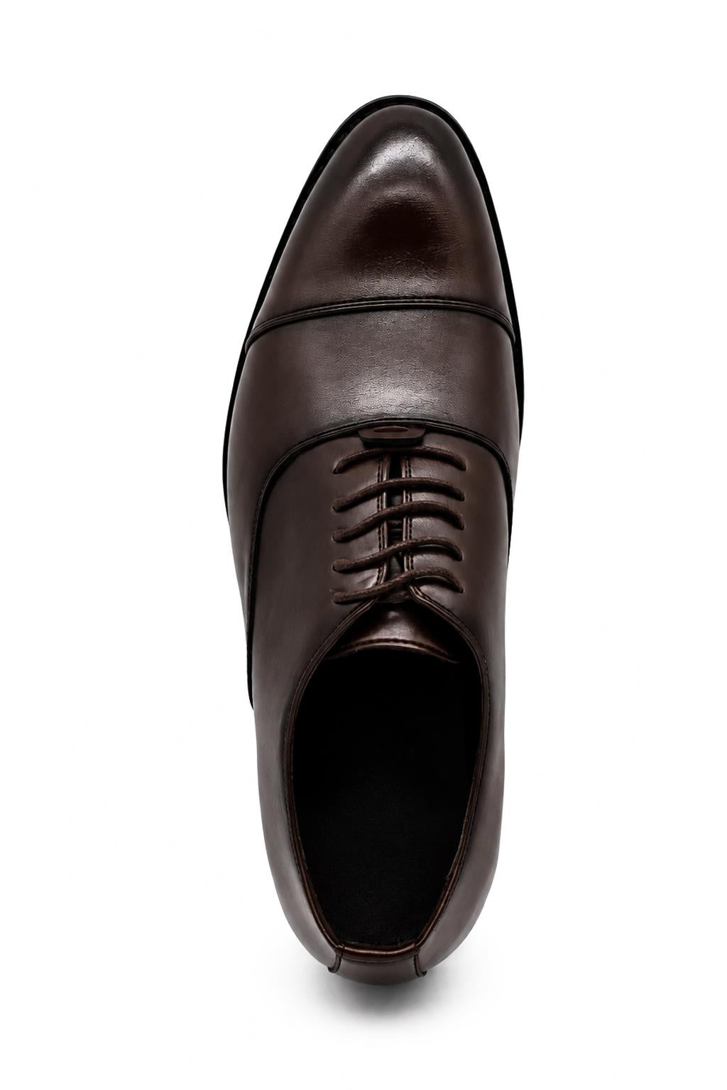 Men's Classic Brown Faux Leather Toe Cap Oxford Lace-up Shoes