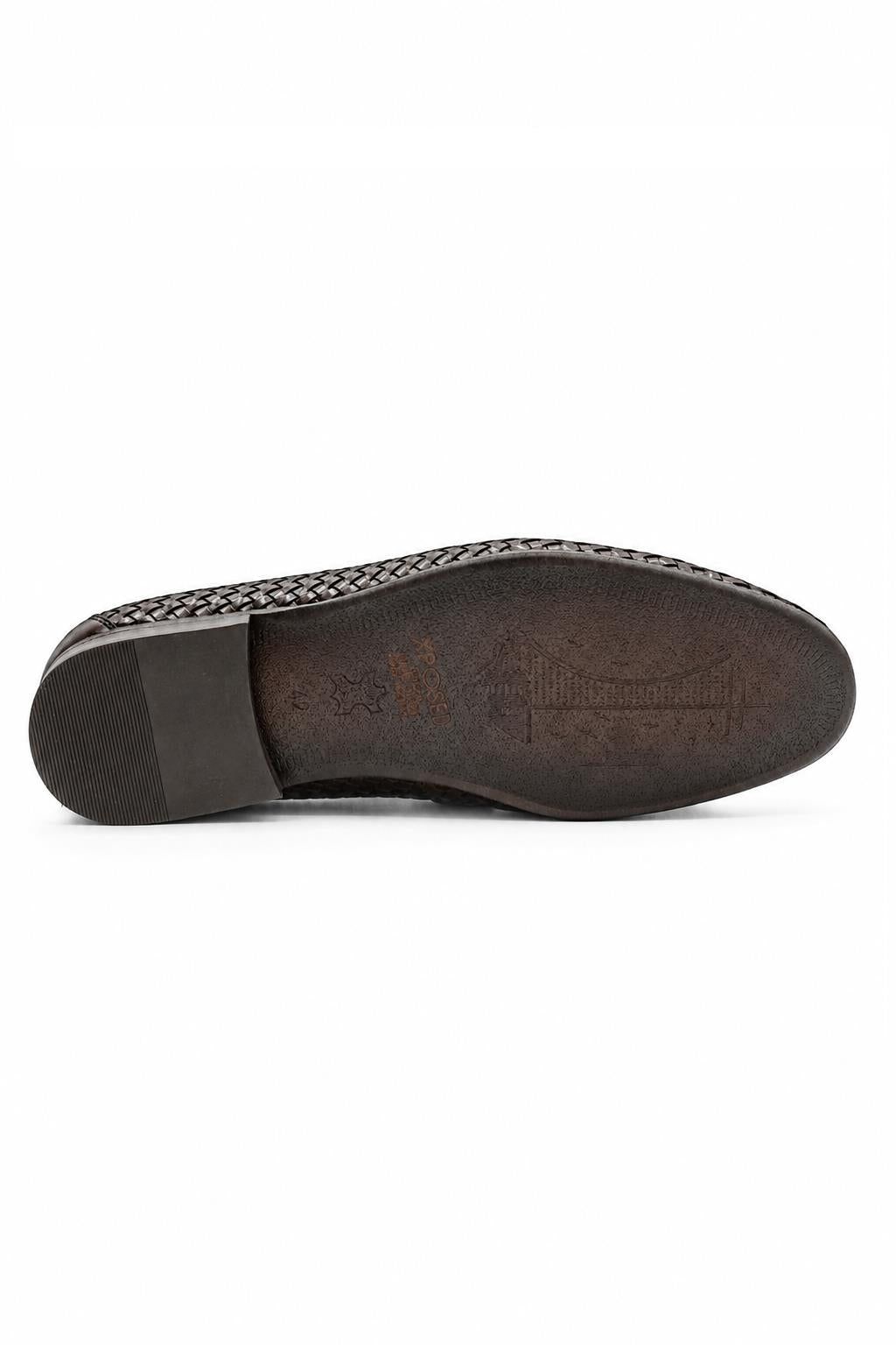 DIVO Men’s Brown Handmade Woven Leather Tassel Loafers