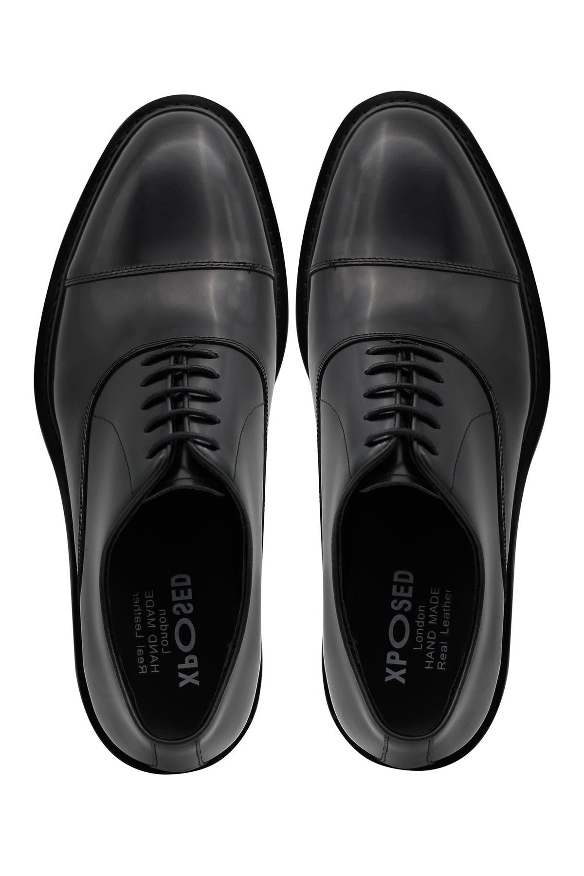BLACK POLISHED LEATHER OXFORD SHOES – LUG SOLE