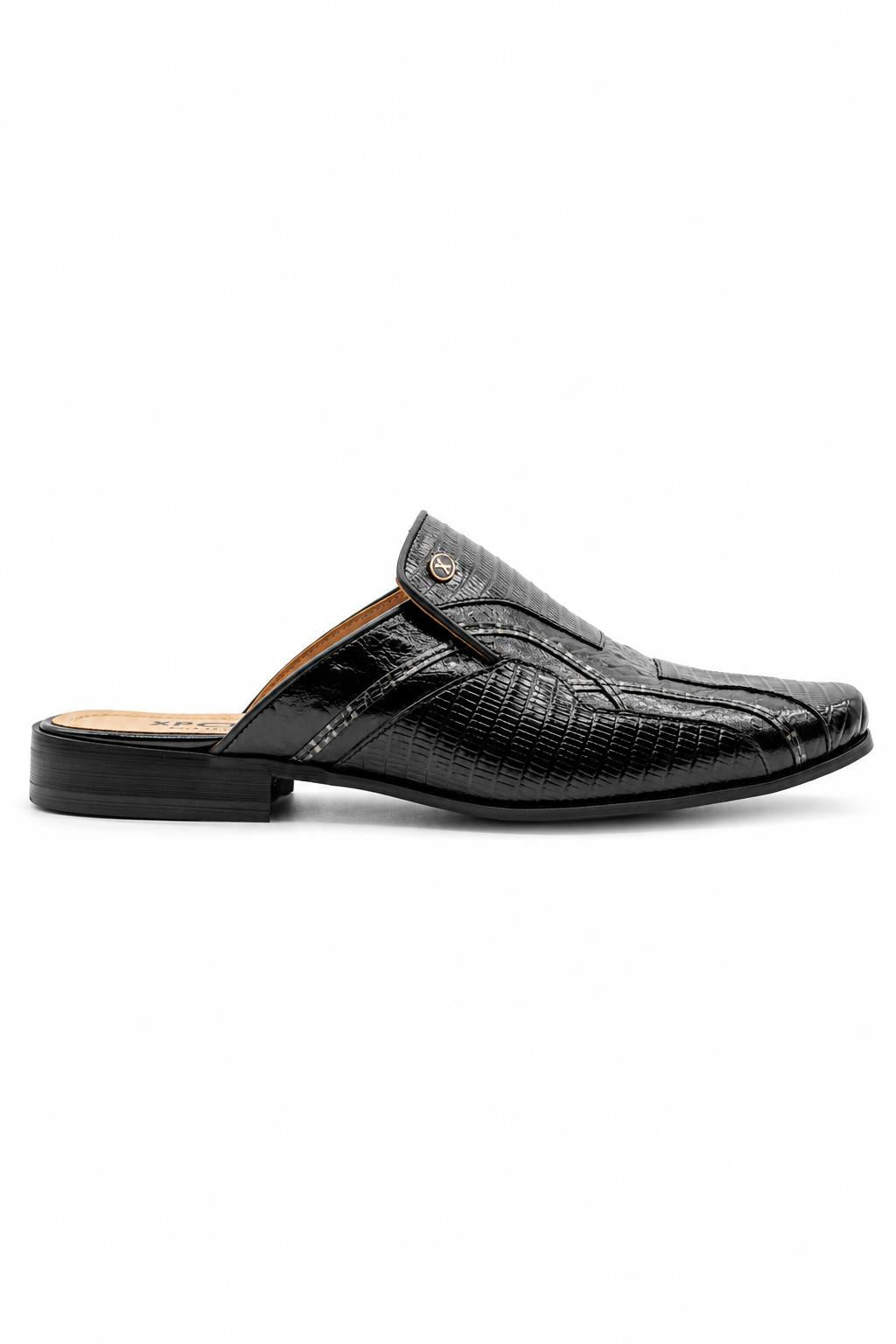 Men’s Glossy Black Handmade Real Leather Half Shoes