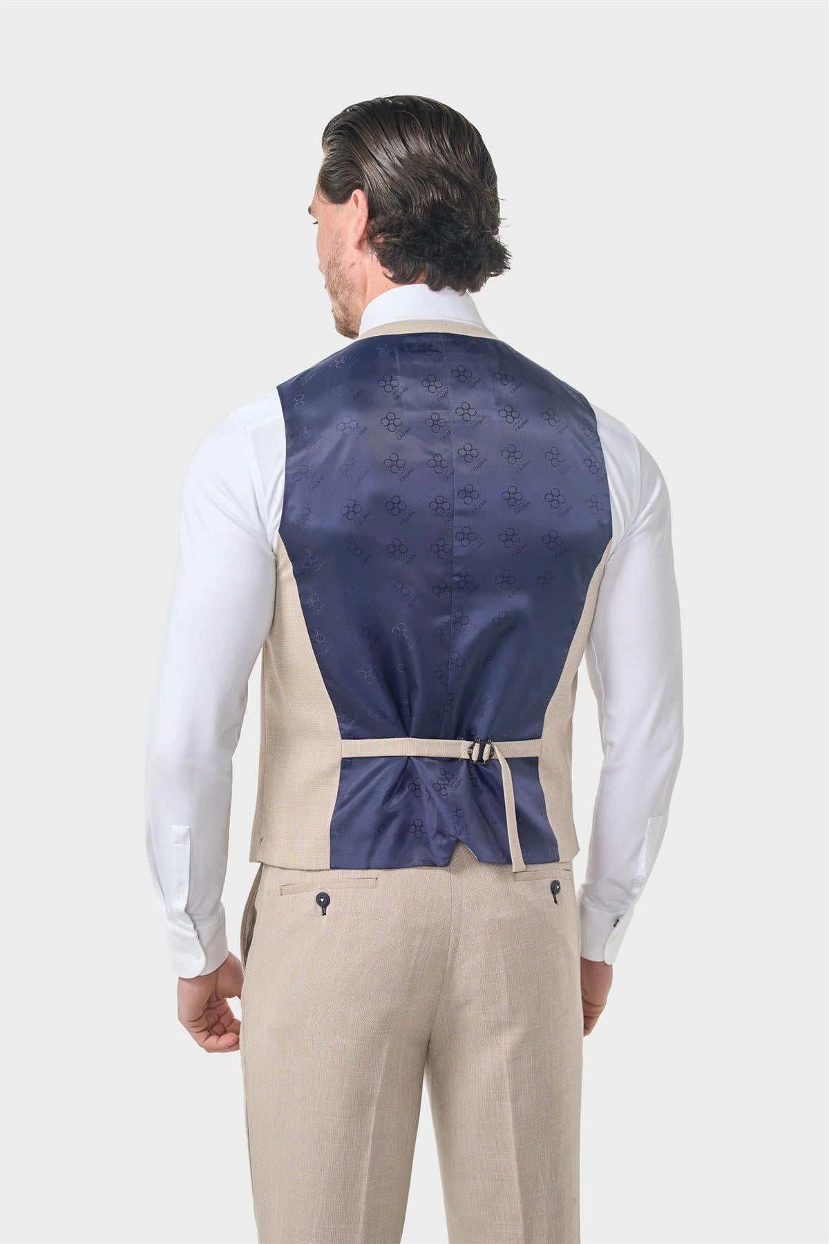 MIAMI – TAILORED FIT LINEN BLEND STONE 3 PIECE SUIT