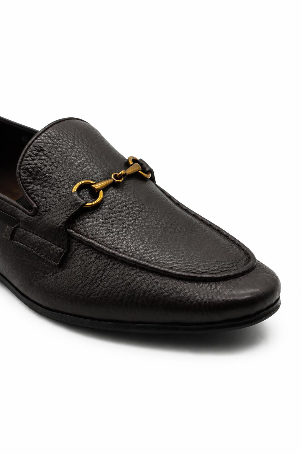 FAZIO Men’s Brown Soft Grain Genuine Leather Snaffle Bit Loafers