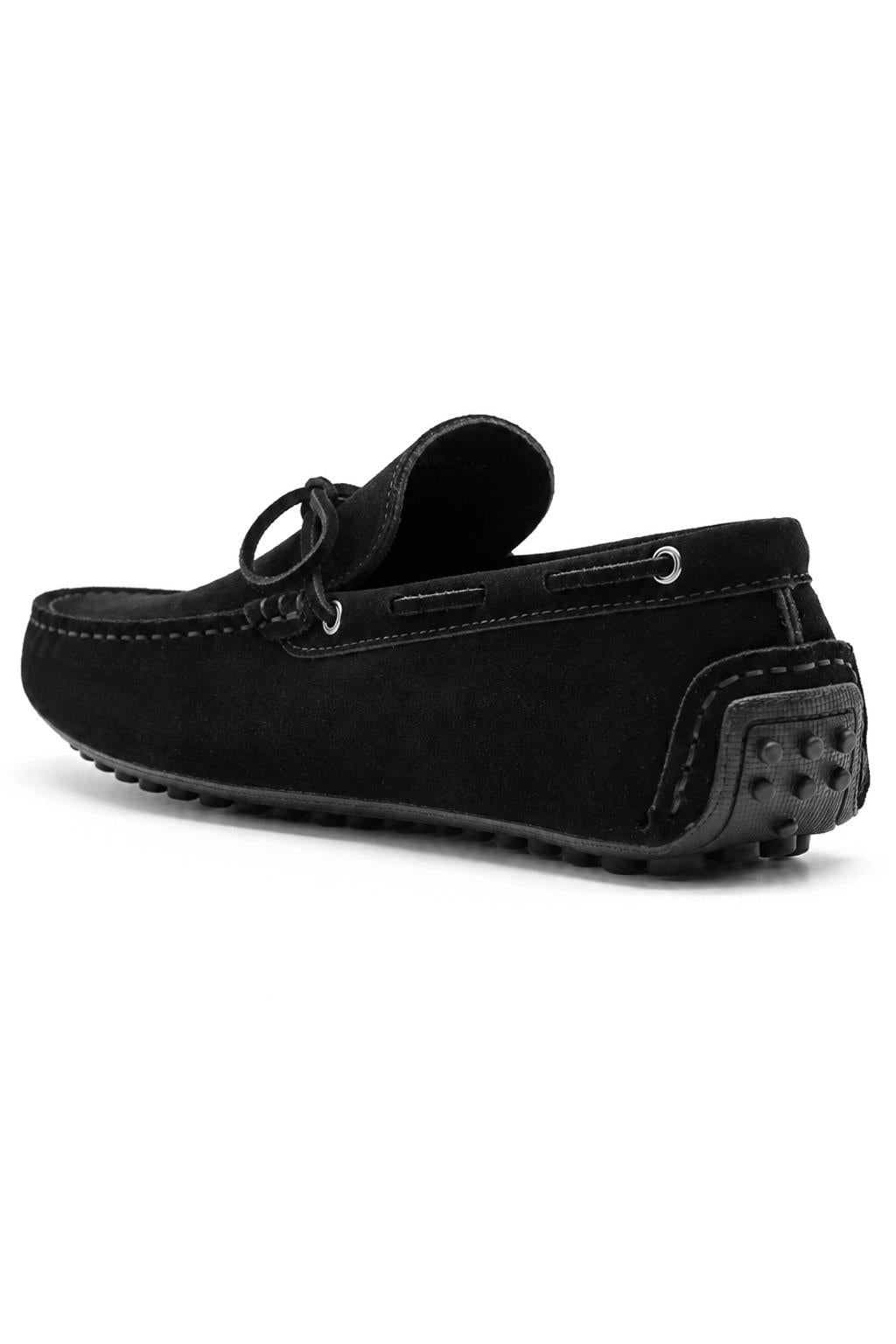 MAT Men's Real Suede Slip-On Loafers - Black Driving Shoes
