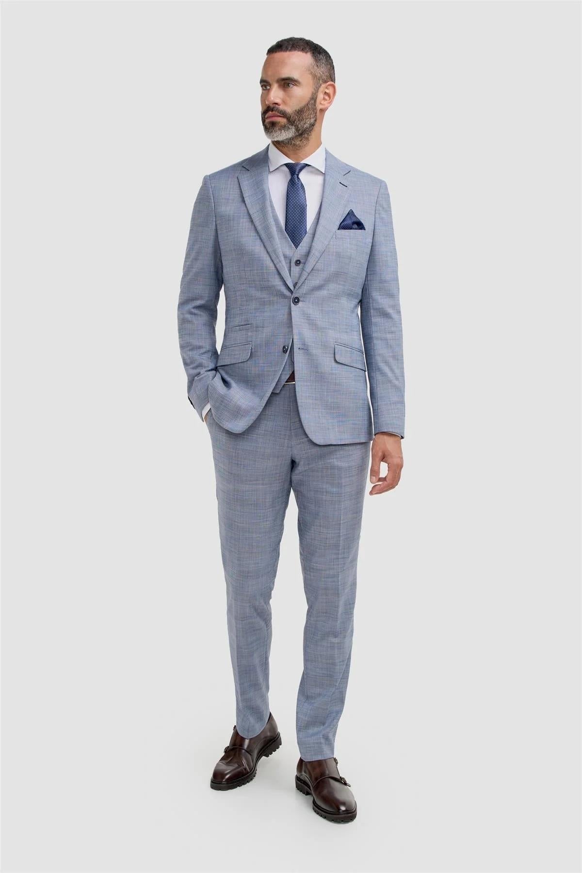 Cavani Camden Blue 3 Piece Suit – Men’s Slim Fit Wedding & Formal Suit