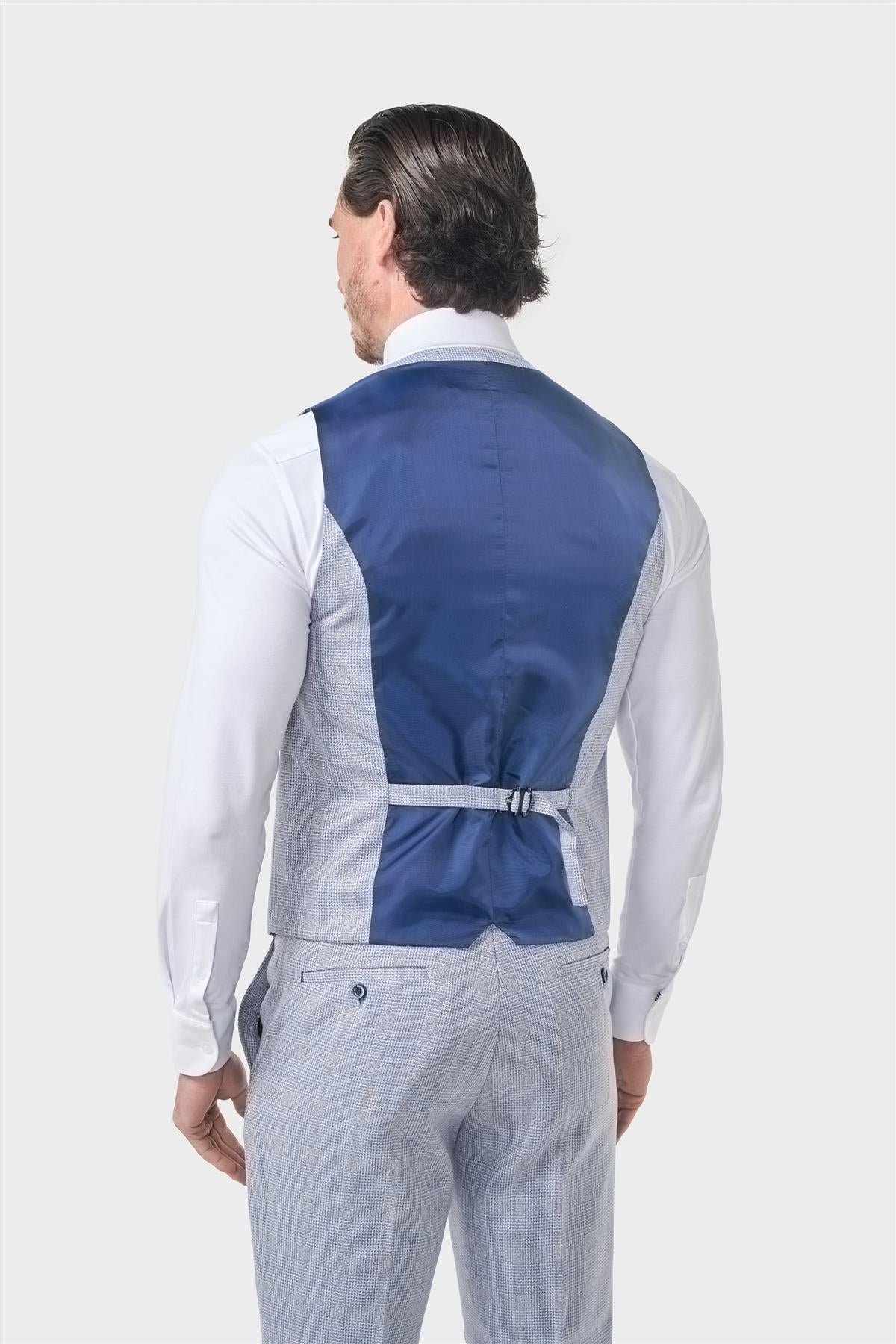 MENS CARIDI SKY BLUE TAILORED FIT THREE PIECE SUIT