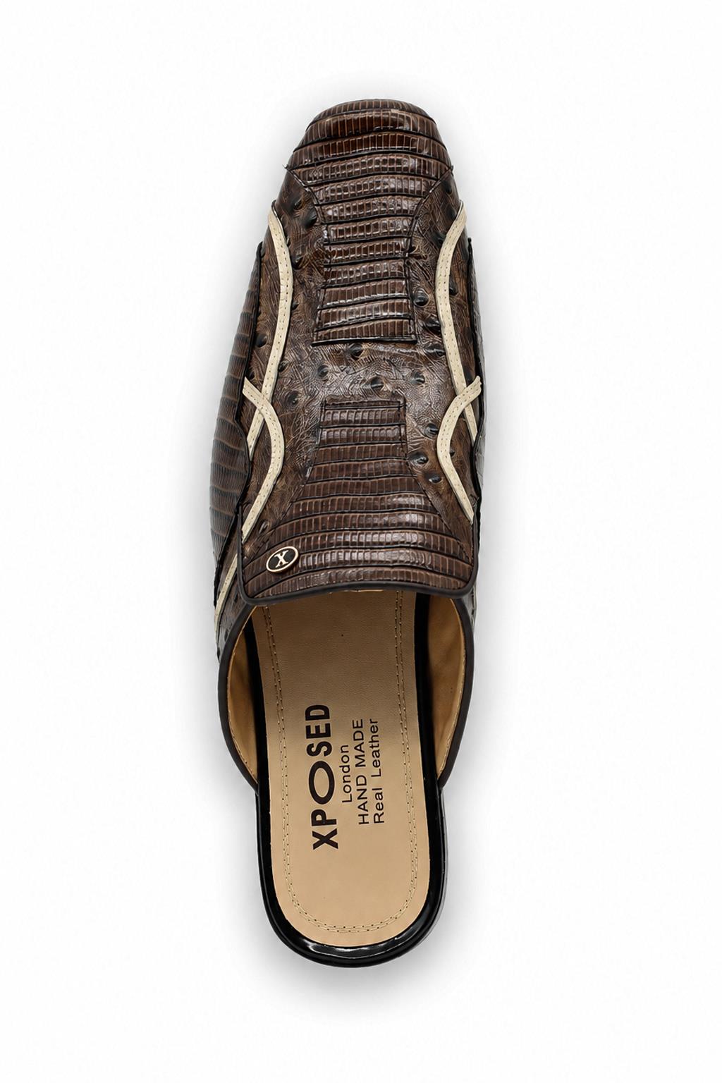 Men’s Glossy Brown Handmade Real Leather Half Shoes