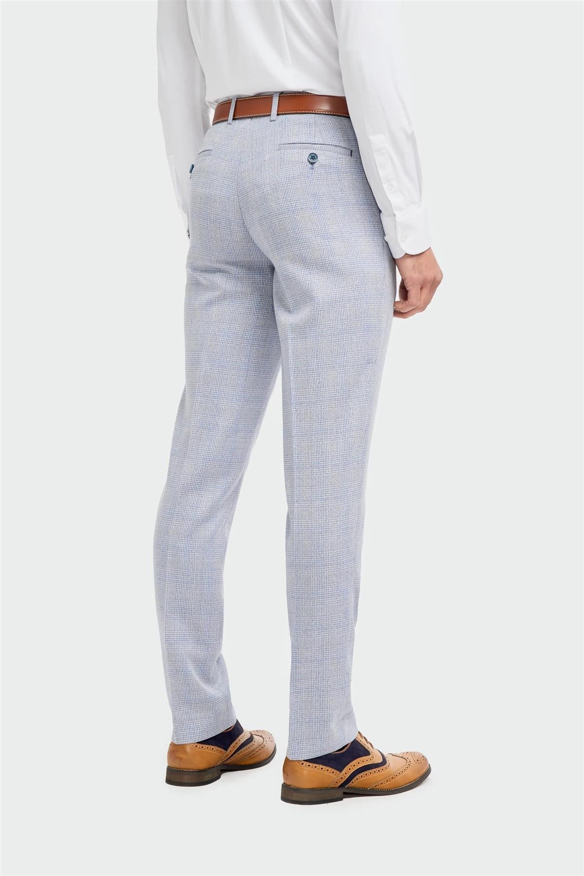 MENS CARIDI SKY BLUE TAILORED FIT THREE PIECE SUIT