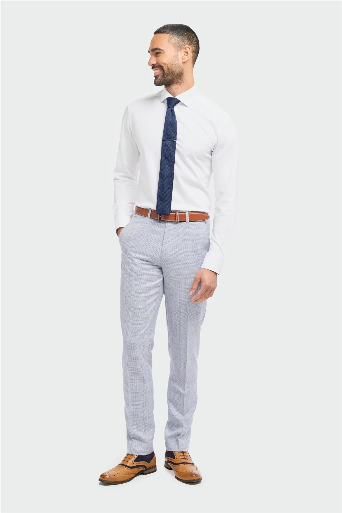 MENS CARIDI SKY BLUE TAILORED FIT THREE PIECE SUIT