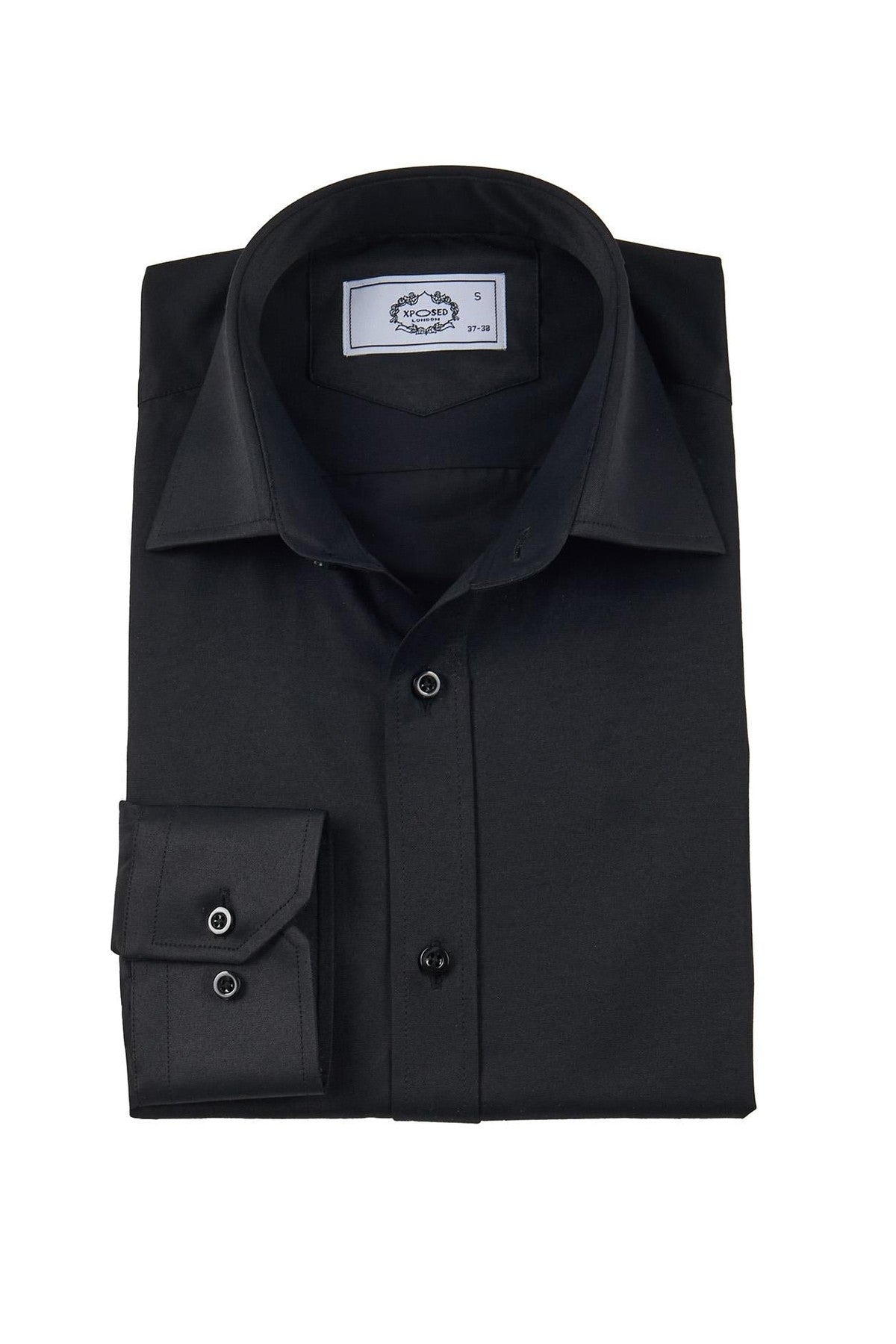 CLASSIC BLACK SINGLE CUFF TAILORED FIT SHIRT