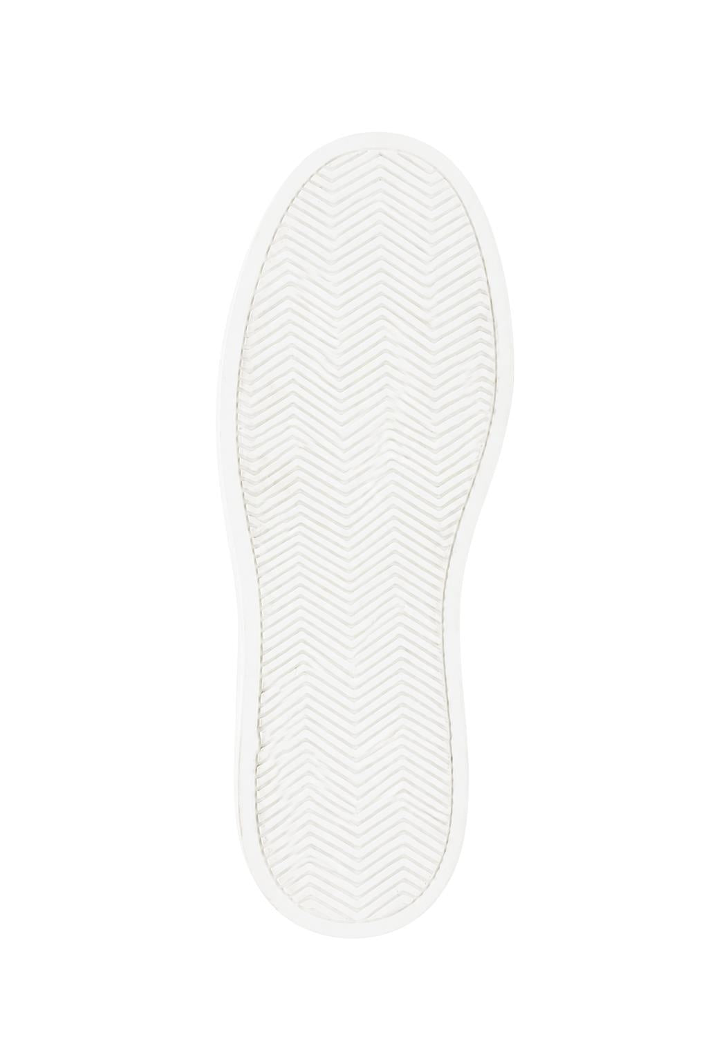 Men's Black Real Leather Lace-Up Trainers White Sole