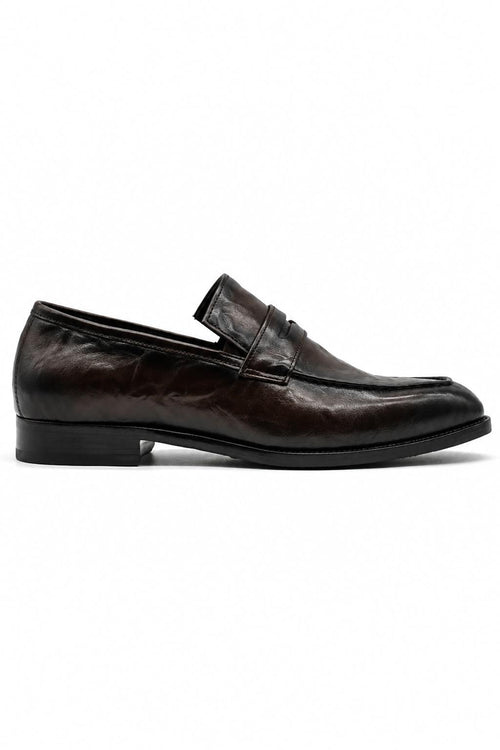 CRUX - Men’s Coffee Brown Calf Leather Penny Loafers